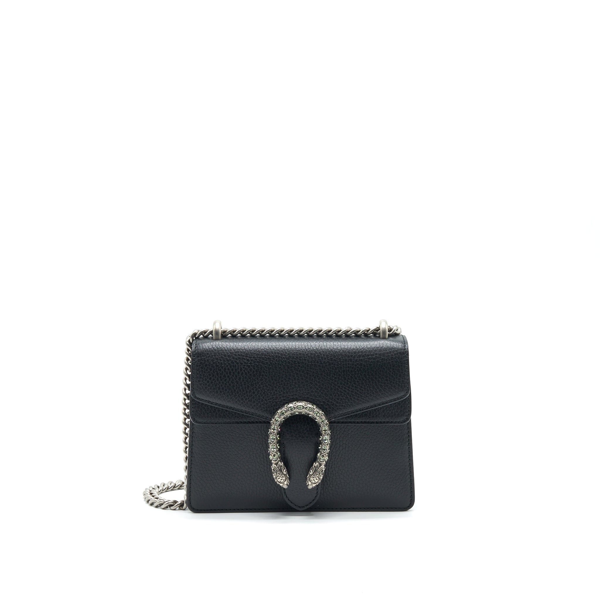 GUCCI BLACK LEATHER DIONYSUS MINI BAG WITH SHW