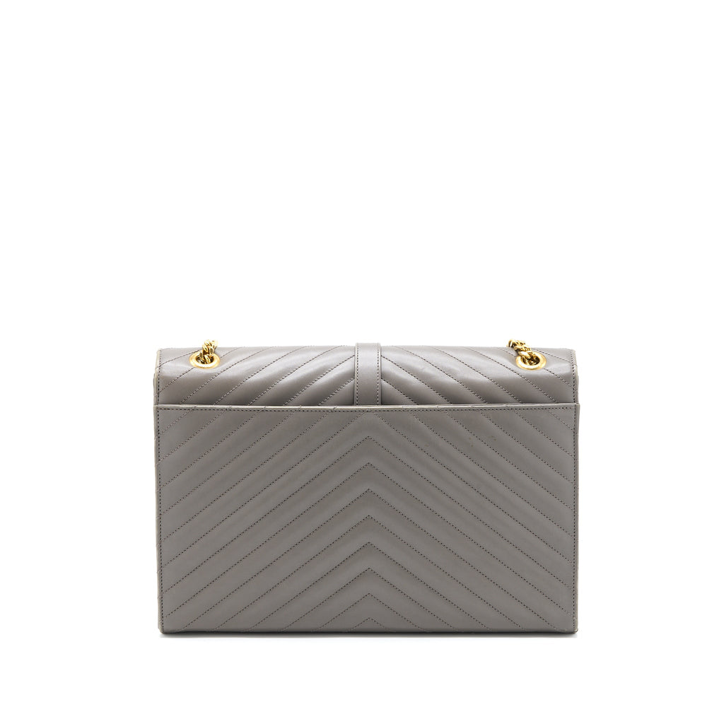 SAINT LAURENT ENVELOPE LARGE BAG CALFSKIN GREY GHW