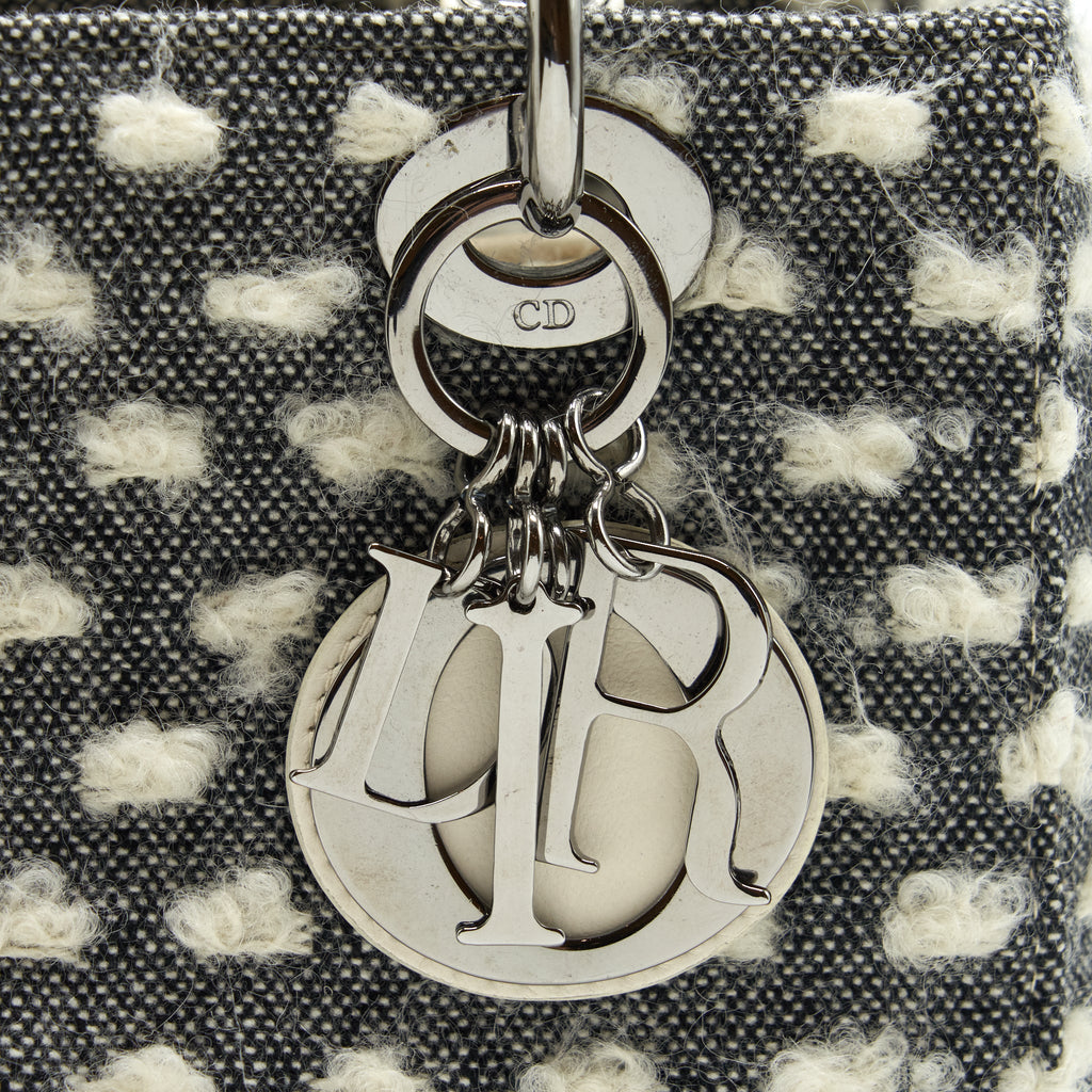 DIOR VINTAGE MEDIUM LADY DIOR COTTON DESIGN GREY/ WHITE SHW