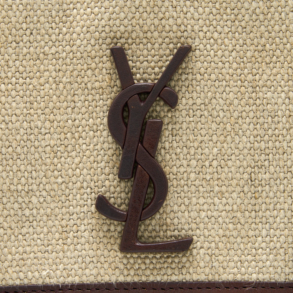 SAINT LAURENT MEDIUM NIKI BAG TRIMMED LINEN CANVAS BROWN