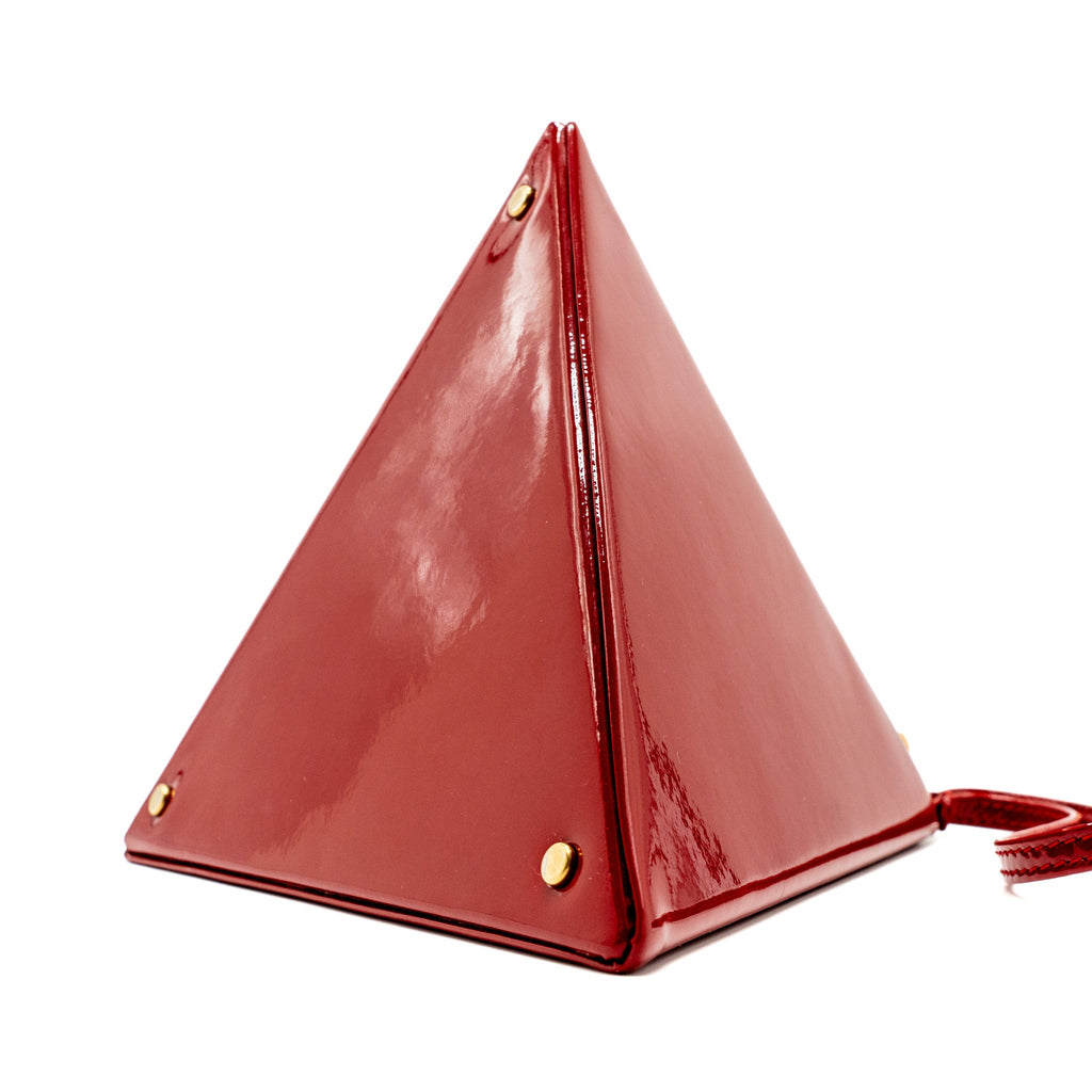 SAINT LAURENT/YSL PYRAMID CLUTCH PATENT ROUGE GHW