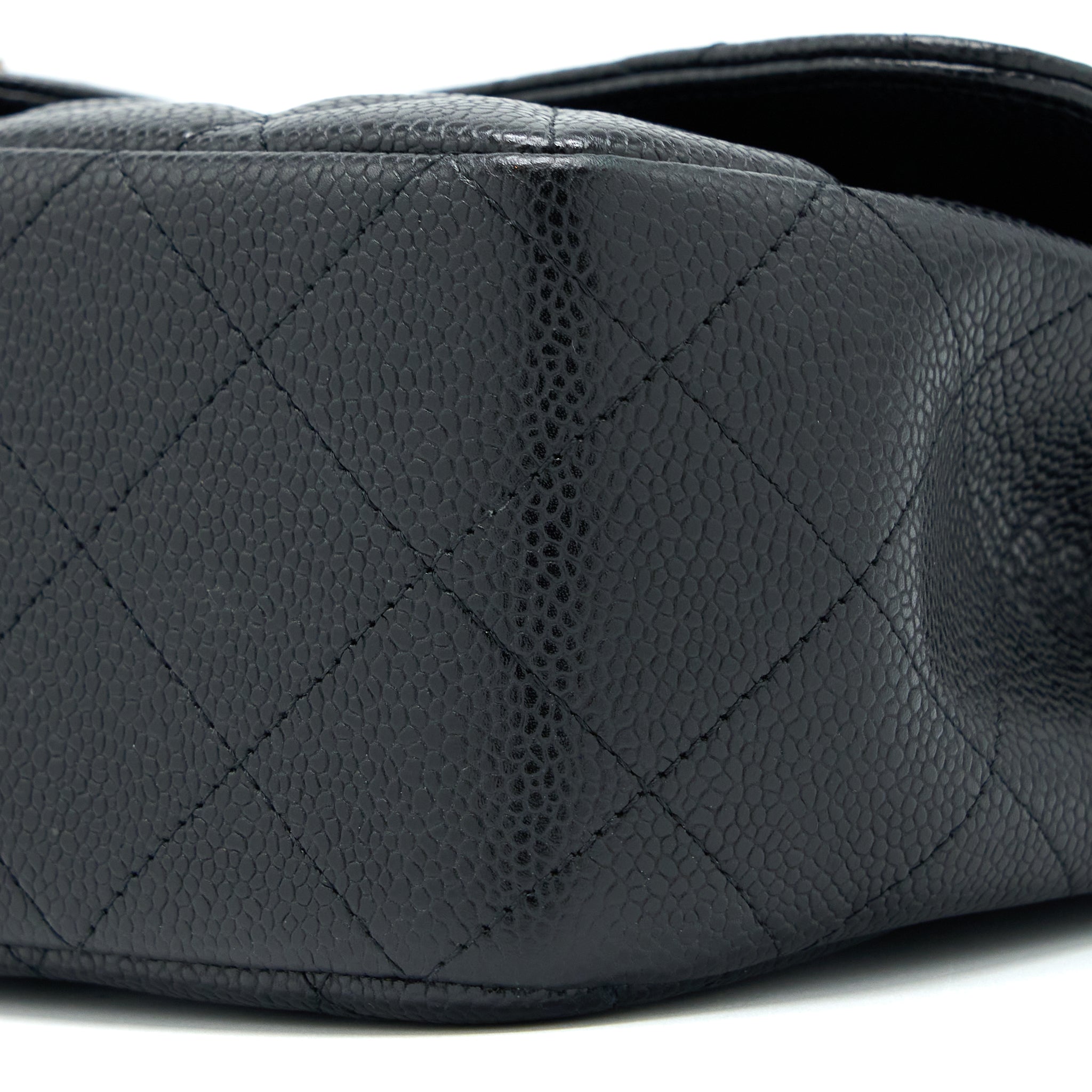 CHANEL JUMBO SINGLE FLAP BAG CAVIAR BLACK SHW