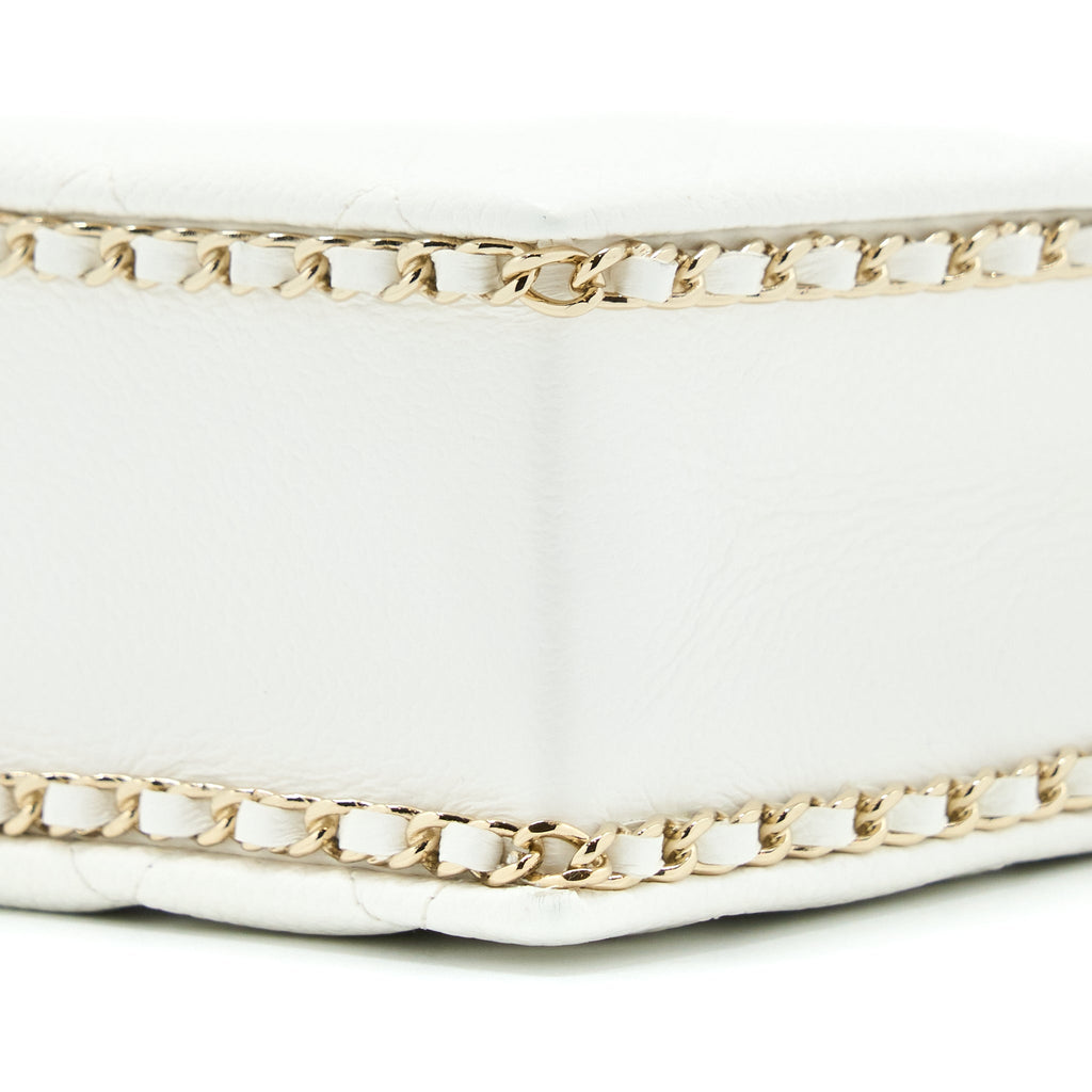 CHANEL VERTICAL EVENING CHAIN BAG CAVIAR WHITE LGHW (MICROCHIP)