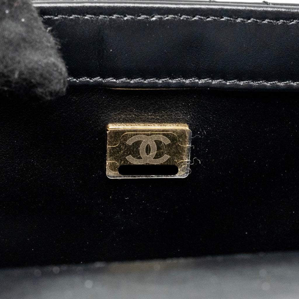 CHANEL GOLD CRUSH FLAP BAG CALFSKIN BLACK GHW (MICROCHIP)