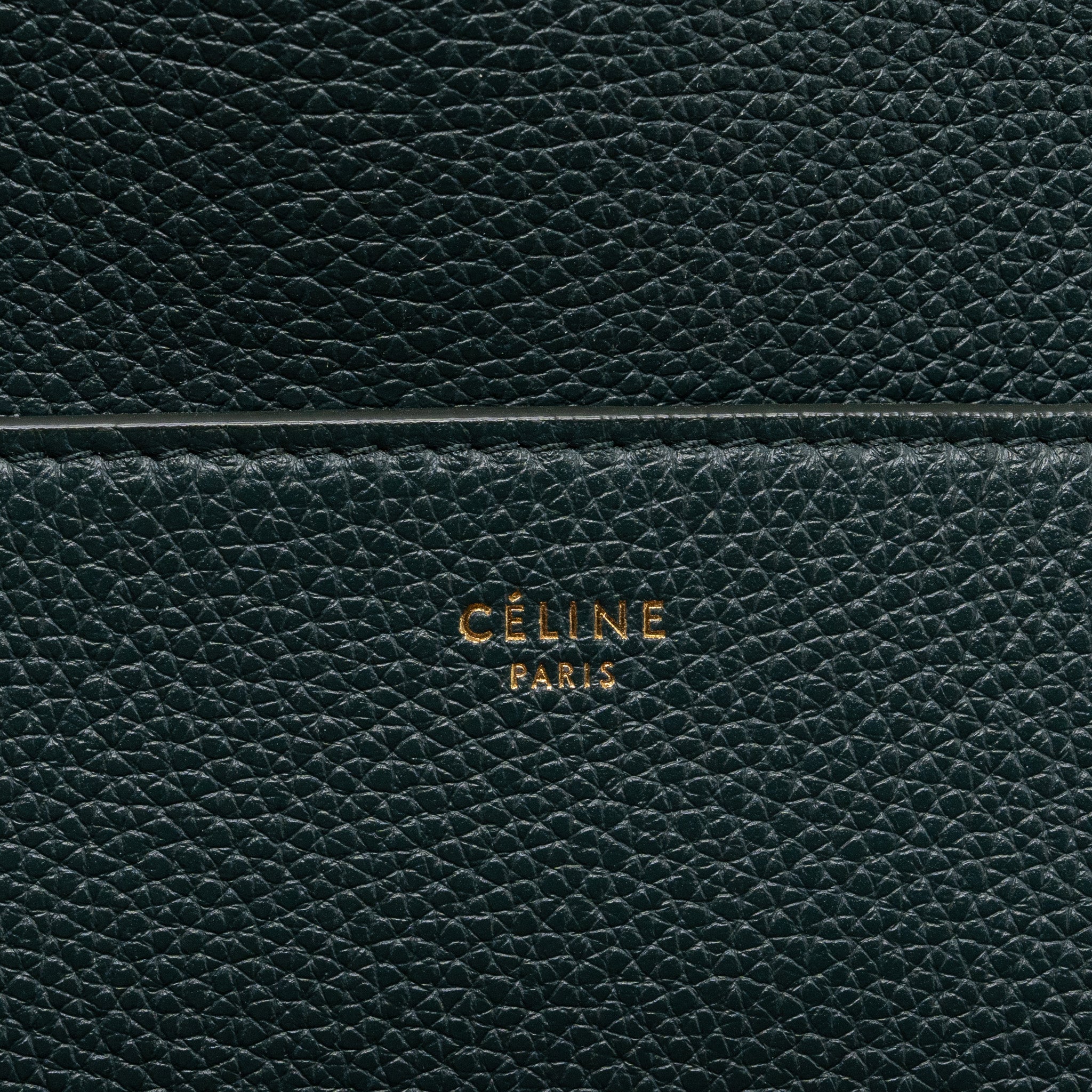 CELINE SANGLE BUCKET BAG CALFSKIN DARK GREEN GHW