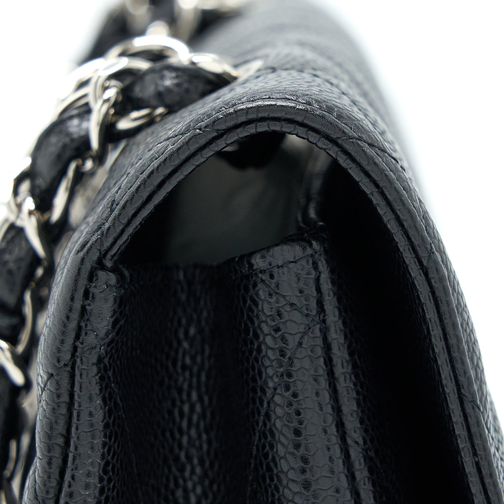 CHANEL JUMBO SINGLE FLAP BAG CAVIAR BLACK SHW