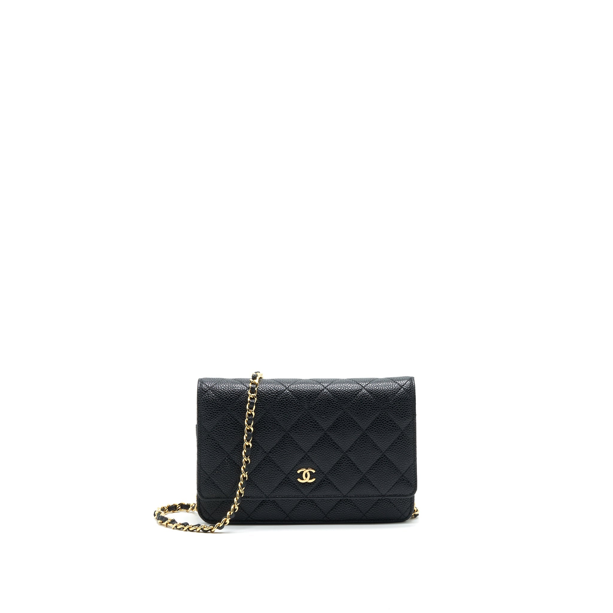 CHANEL CAVIAR WALLET ON CHAIN BLACK GHW