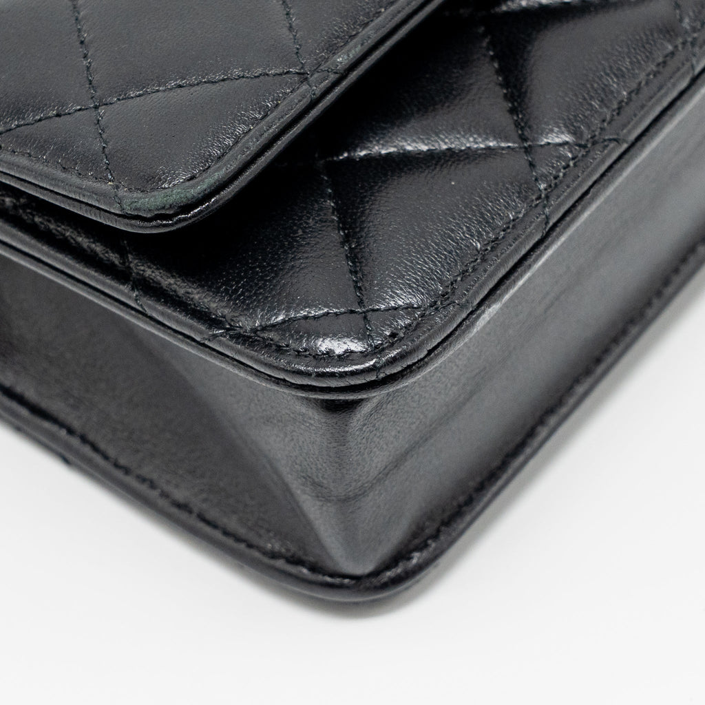 CHANEL COCO CHARM WALLET ON CHAIN LAMBSKIN BLACK LGHW
