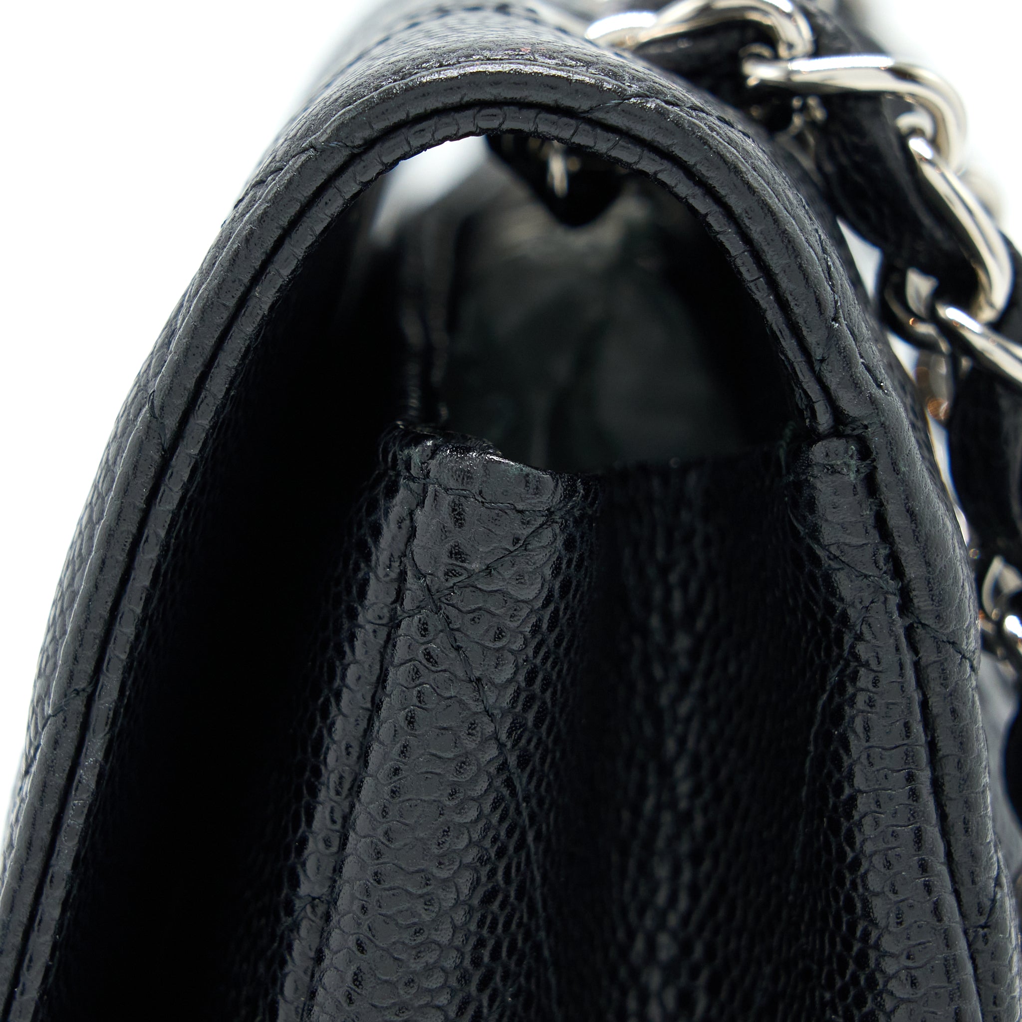 CHANEL JUMBO SINGLE FLAP BAG CAVIAR BLACK SHW
