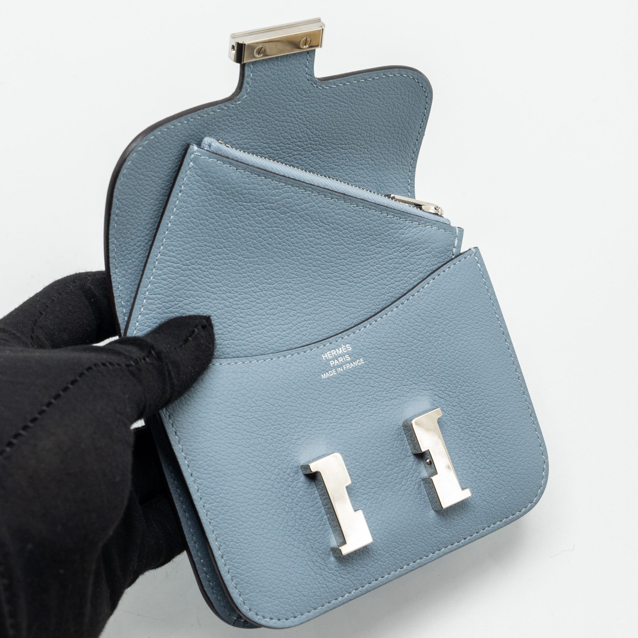 HERMES CONSTANCE SLIM EVERCOLOR J7 BLUE LIN SHW