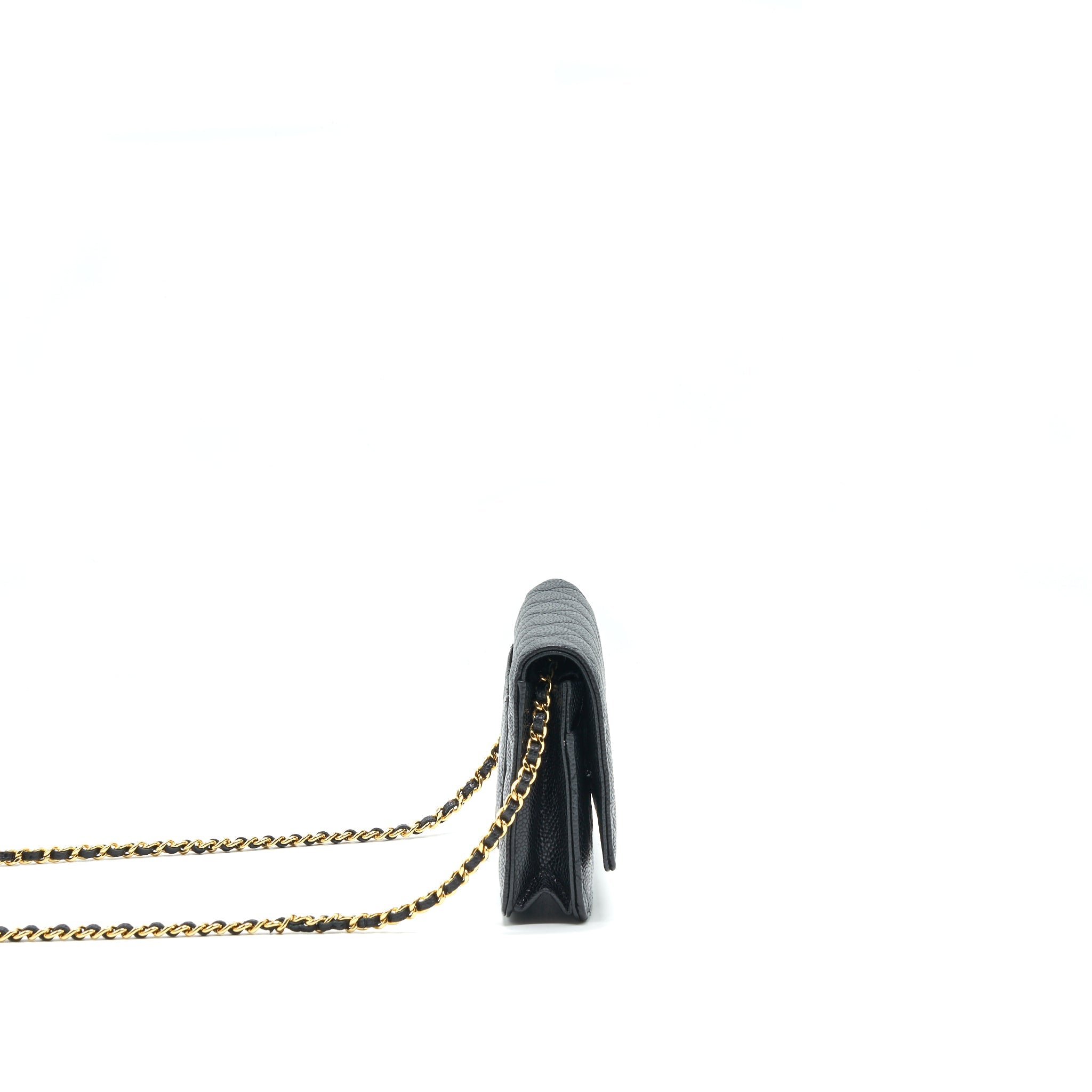 CHANEL CAVIAR WALLET ON CHAIN BLACK GHW
