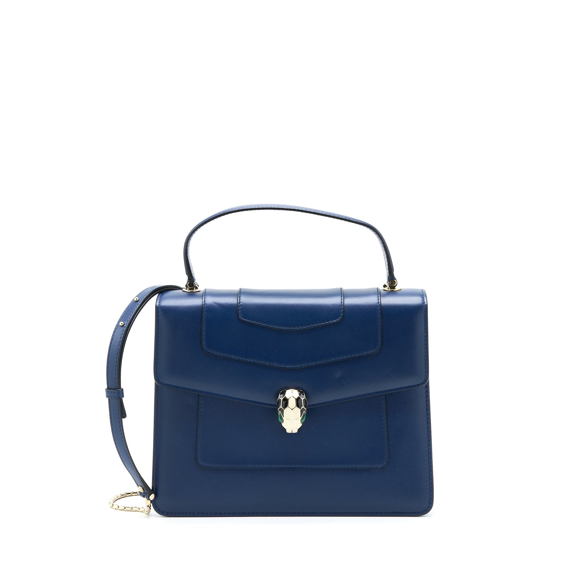 BVLGARI SERPENTI FOREVER TOP HANDLE BAG CALFSKIN DARK BLUE LGHW