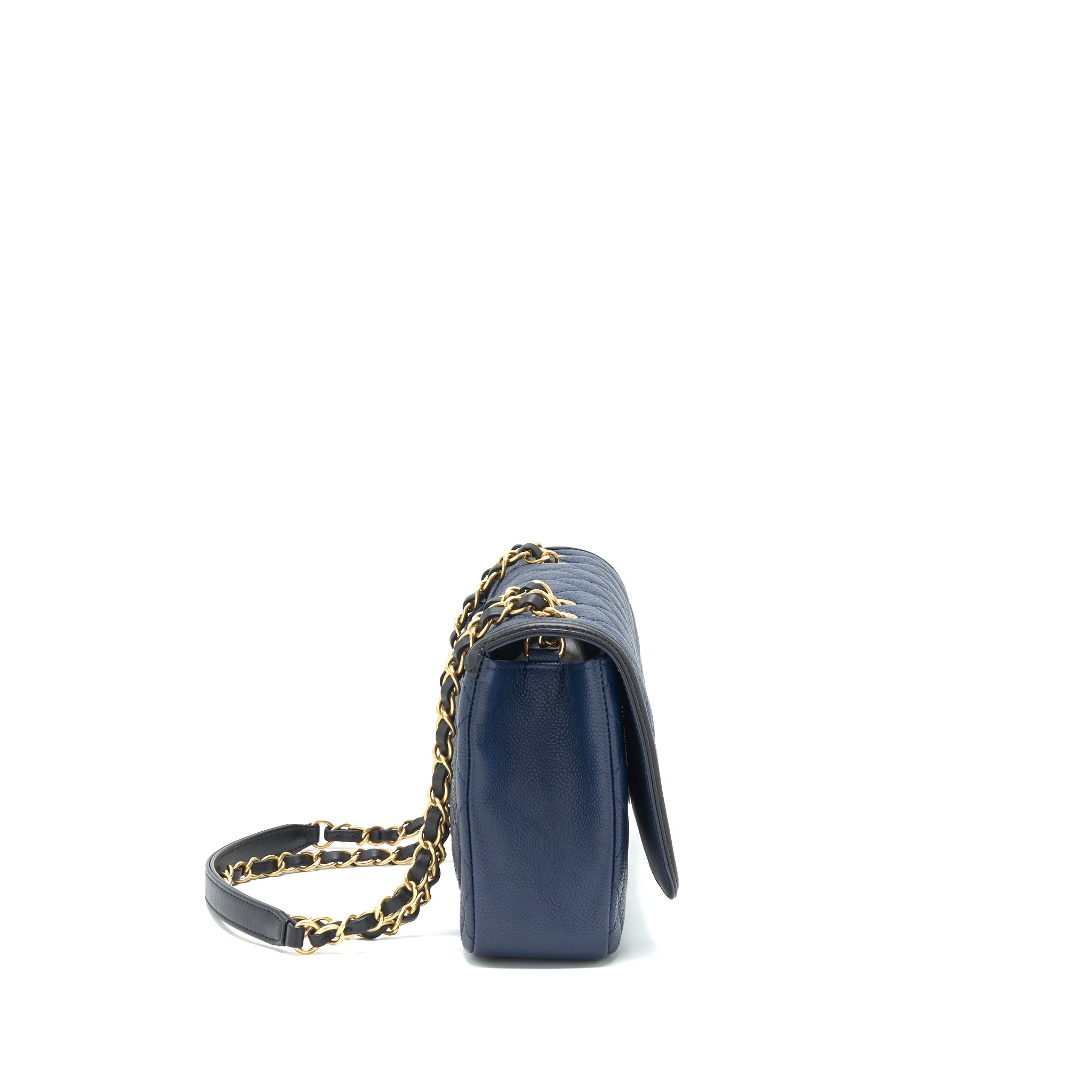 CHANEL MEDIUM CAVIAR FILIGREE FLAP BAG NAVY AND BLACK