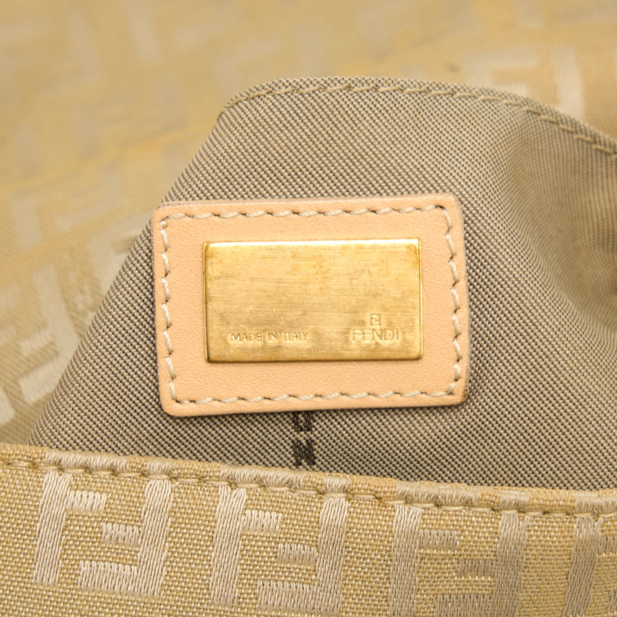 FENDI MINI MAMMA BAGUETTE CANVAS BEIGE GHW