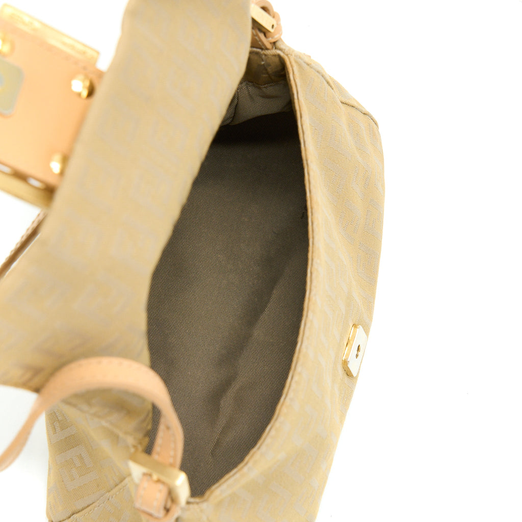 FENDI MINI MAMMA BAGUETTE CANVAS BEIGE GHW