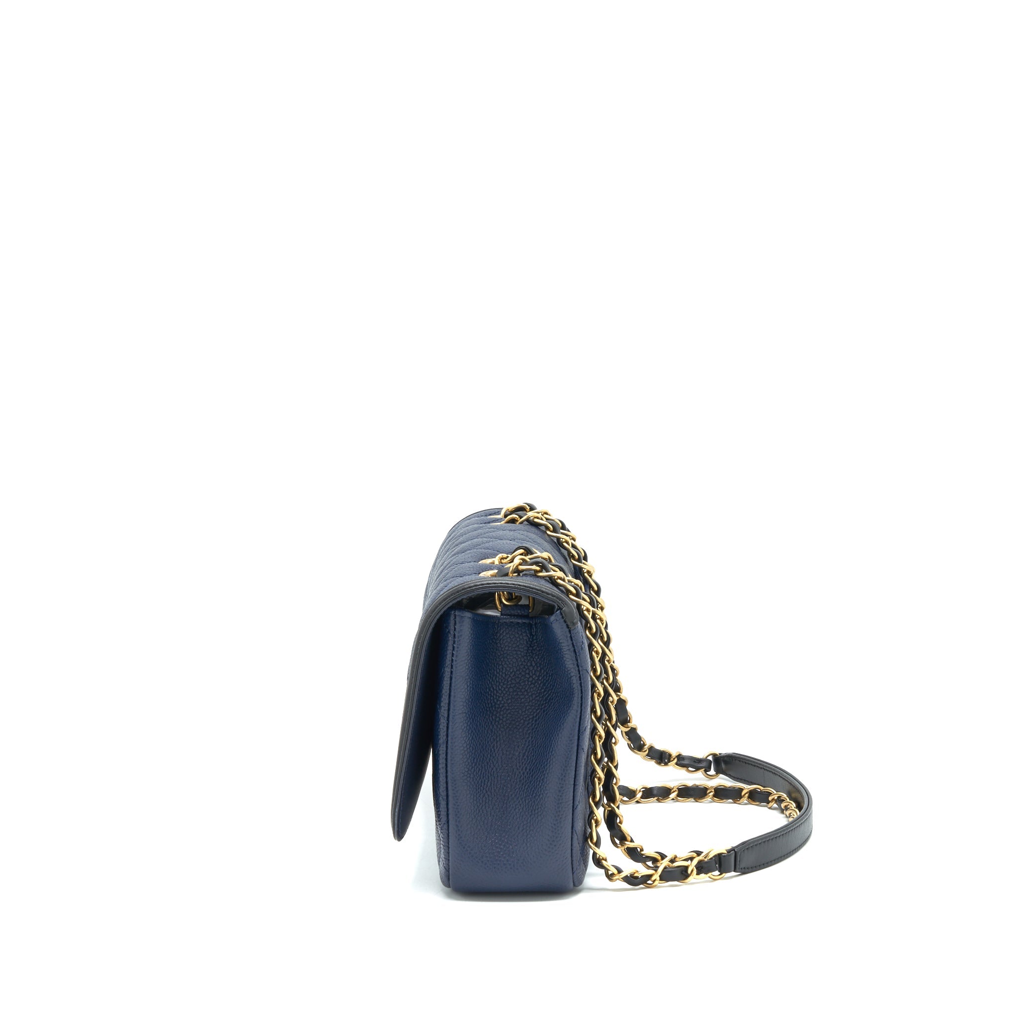 CHANEL MEDIUM CAVIAR FILIGREE FLAP BAG NAVY AND BLACK