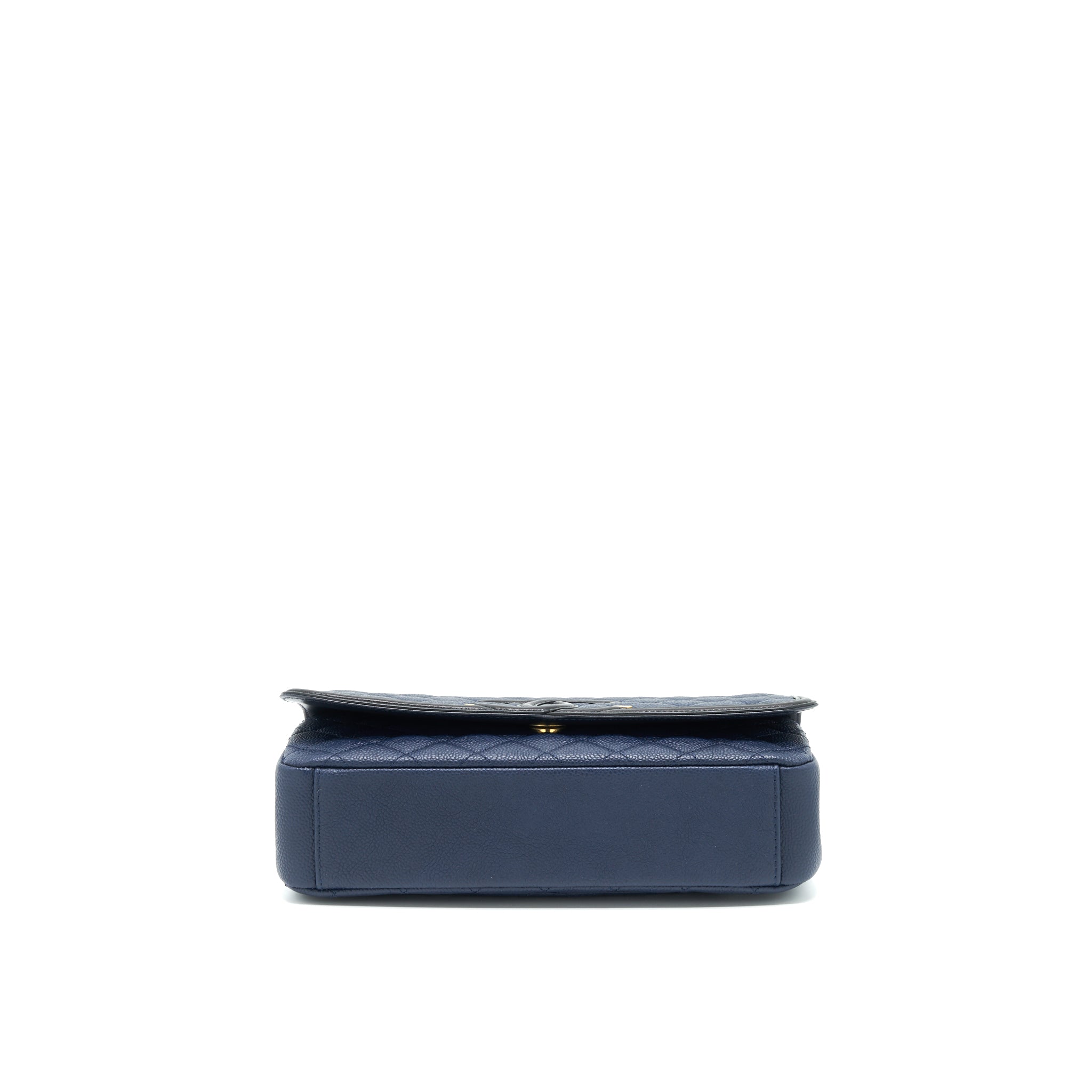 CHANEL MEDIUM CAVIAR FILIGREE FLAP BAG NAVY AND BLACK