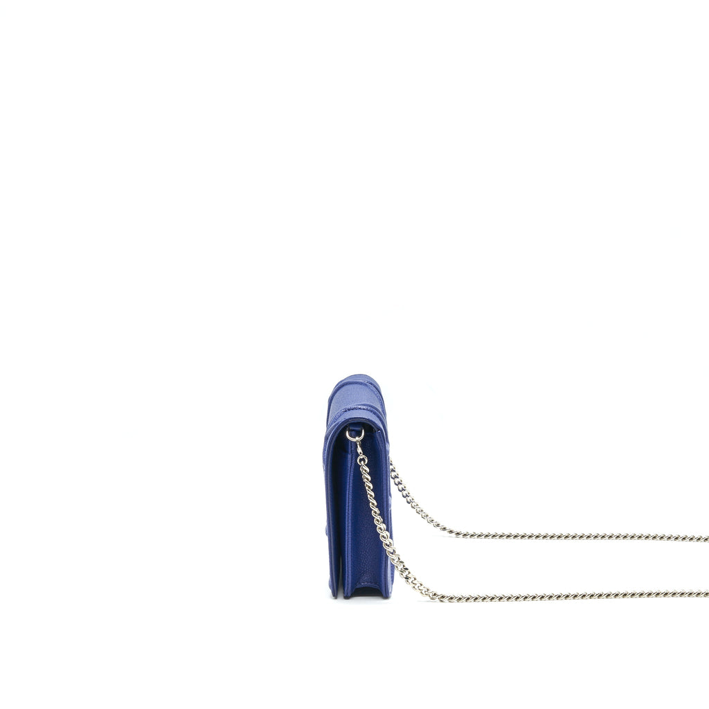 DIOR DIORAMA WALLET ON CHAIN BLUE WITH SHW