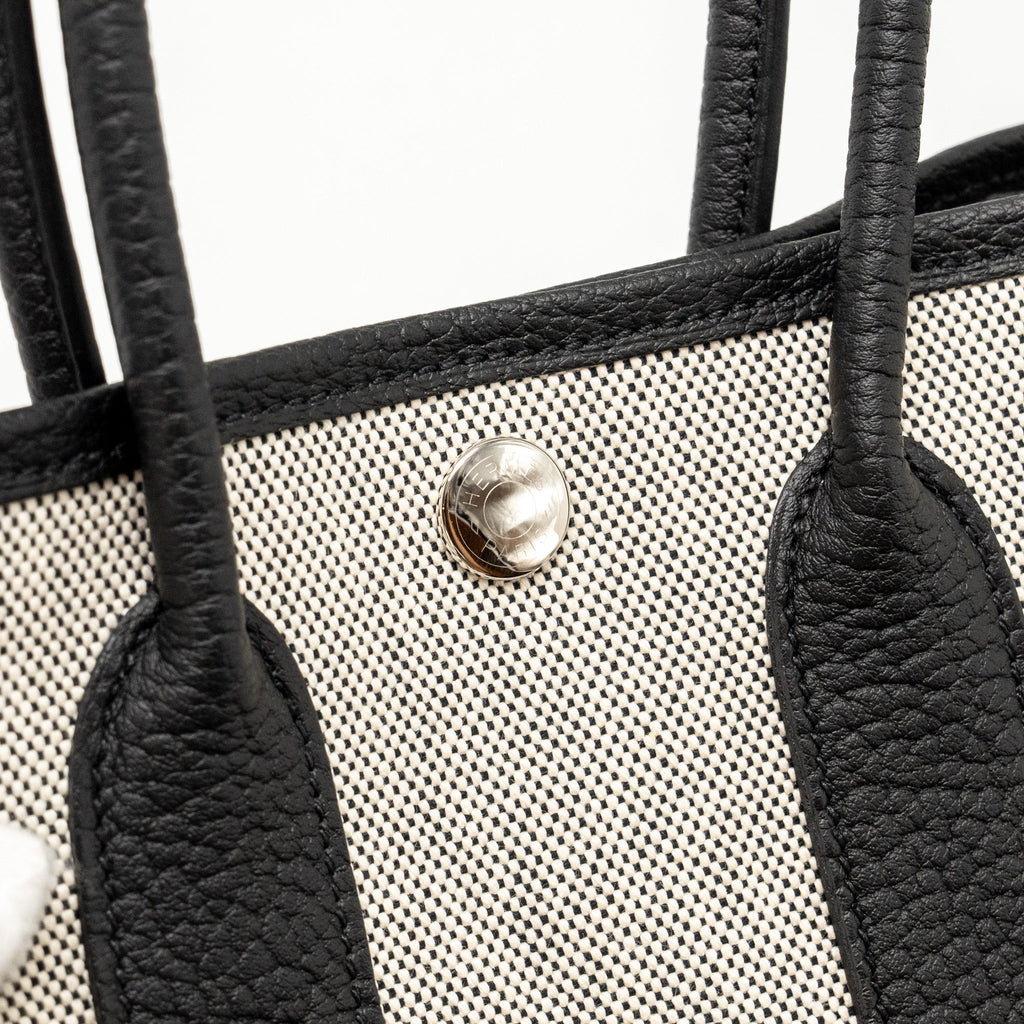HERMES GARDEN PARTY 23 CANVAS/NEGONDA ECRU-BLACK/BLACK SHW
