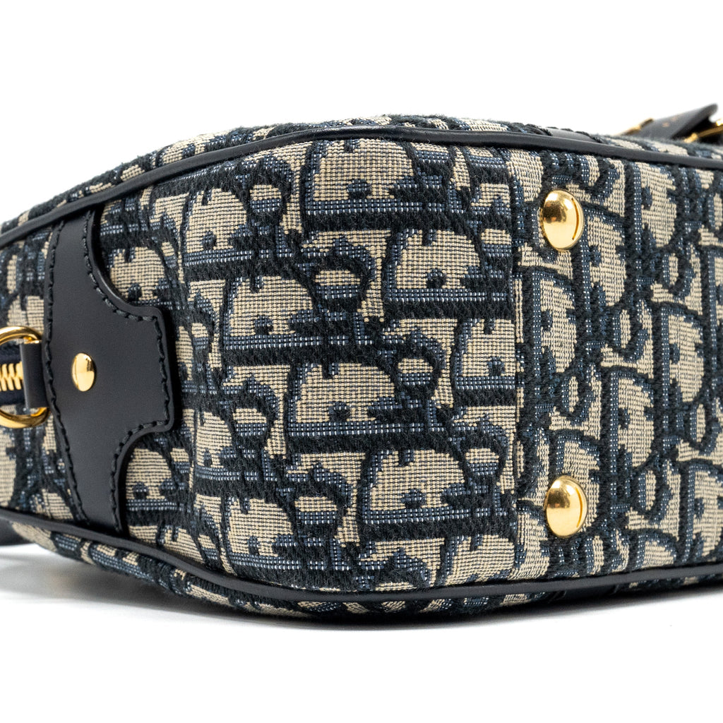 DIOR MEDIUM BOWLING BAG DIOR OBLIQUE CANVAS BLUE GHW