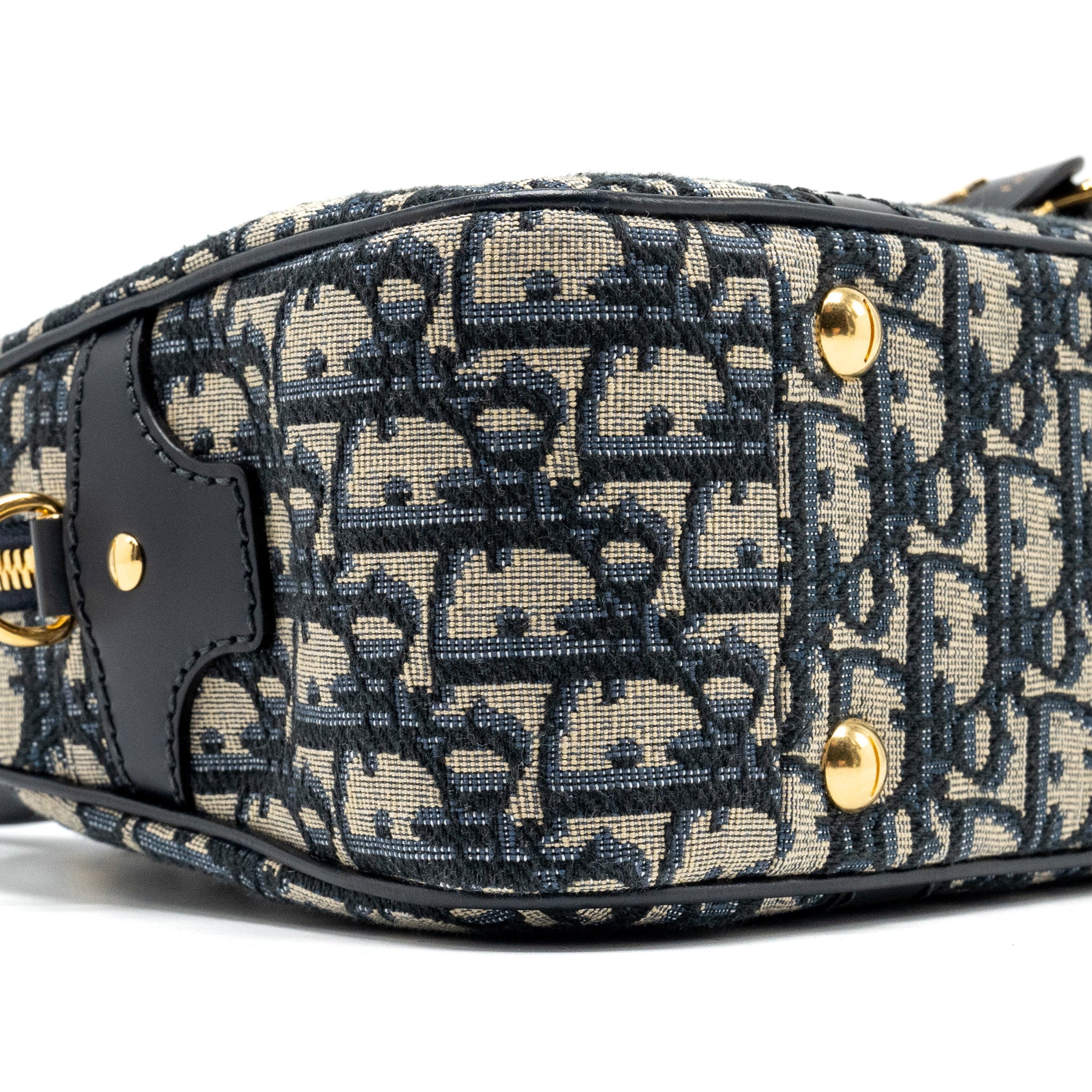 DIOR MEDIUM BOWLING BAG DIOR OBLIQUE CANVAS BLUE GHW