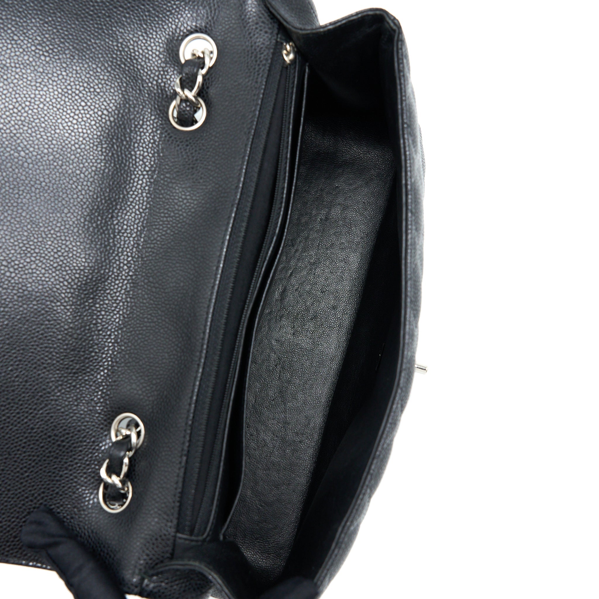 CHANEL JUMBO SINGLE FLAP BAG CAVIAR BLACK SHW