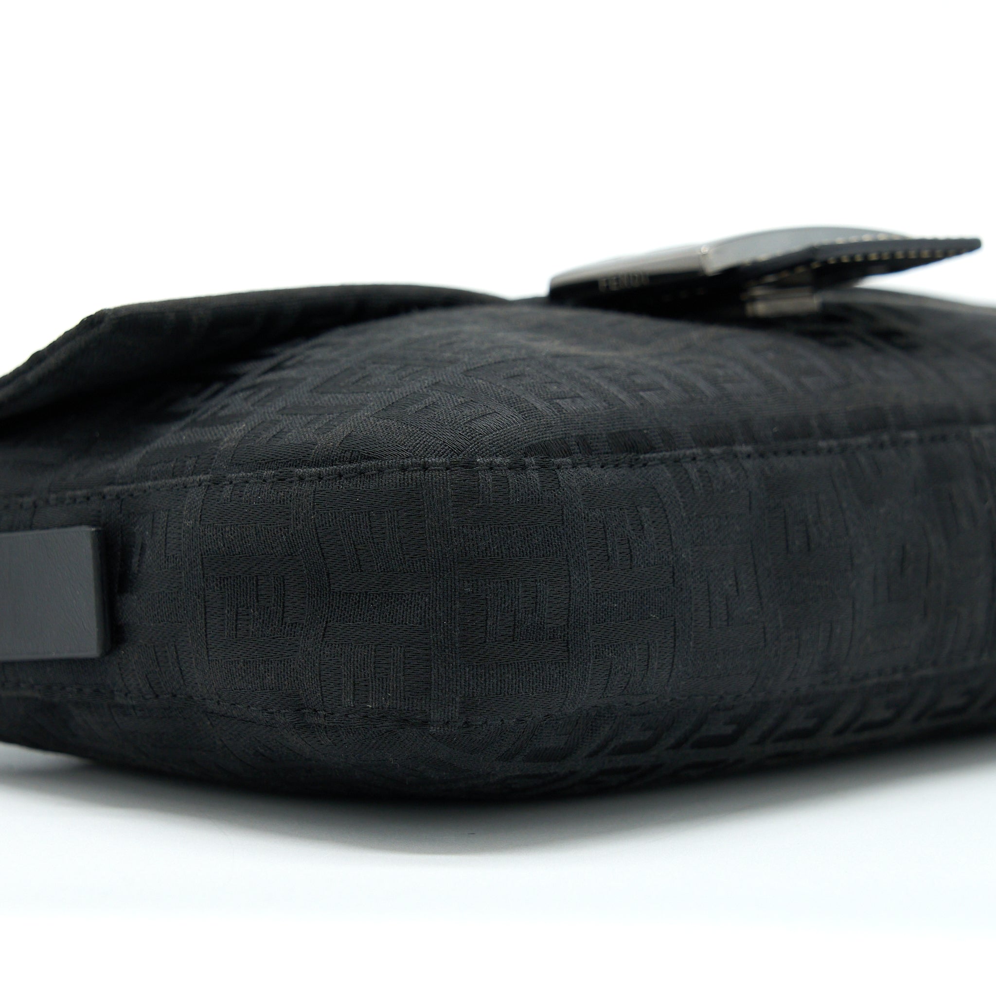FENDI ZUCCA BAGUETTE CANVAS BLACK WITH SILVER HARDWARE