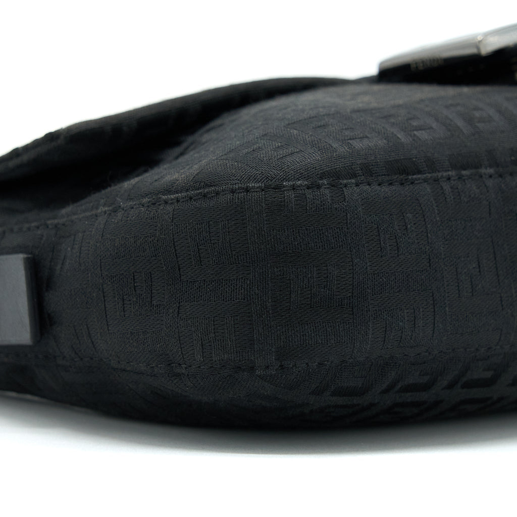 FENDI ZUCCA BAGUETTE CANVAS BLACK WITH SILVER HARDWARE