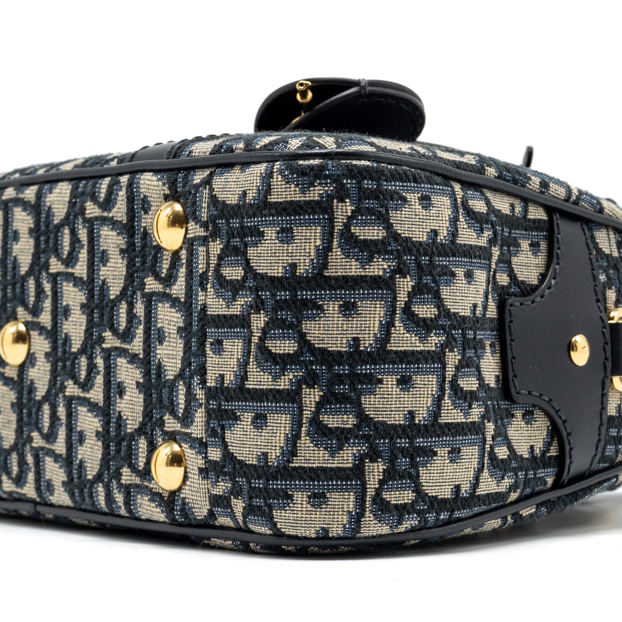 DIOR MEDIUM BOWLING BAG DIOR OBLIQUE CANVAS BLUE GHW