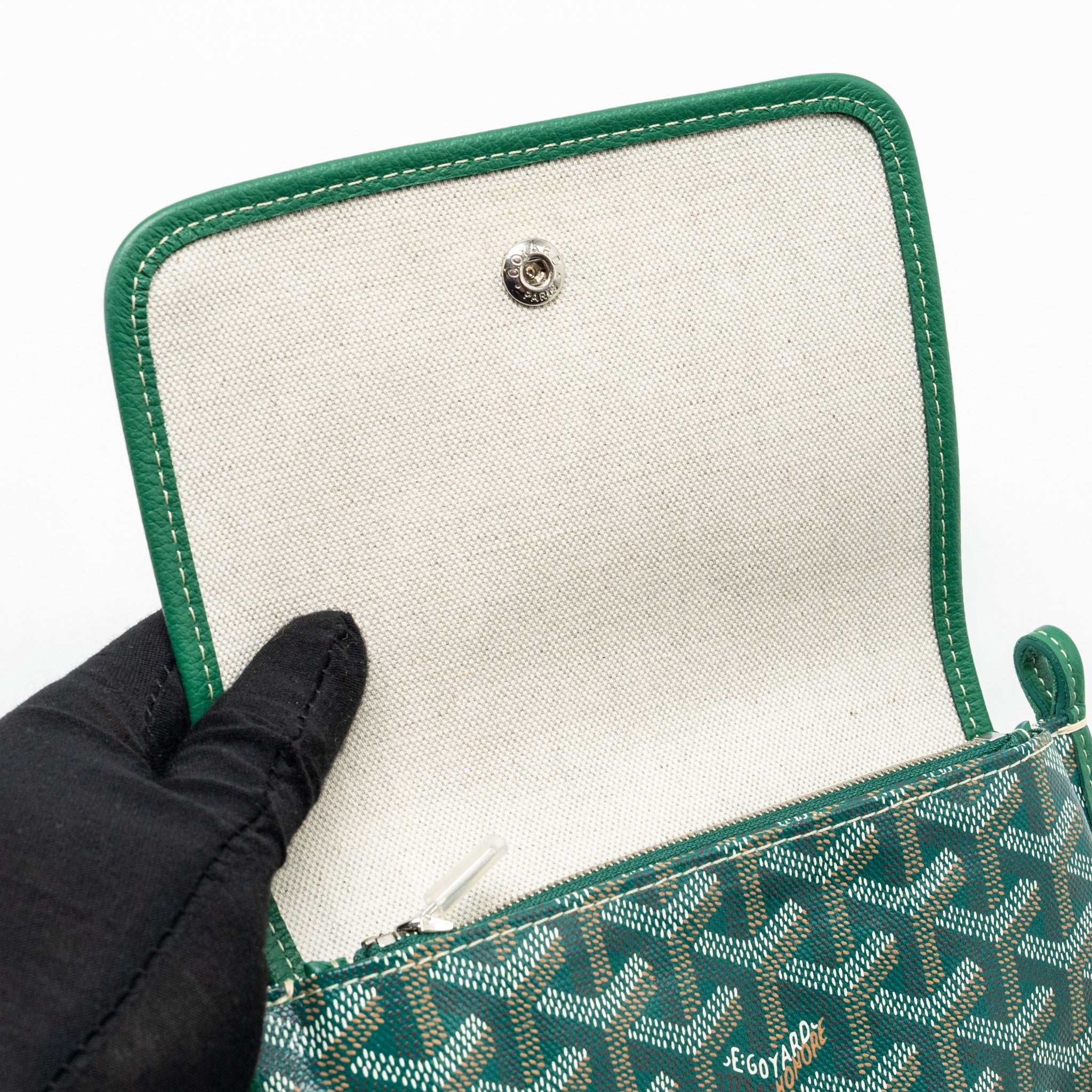 GOYARD PORTEFEUILLE POCHETTE PLUMET GOYARDINE CANVAS VERT SHW