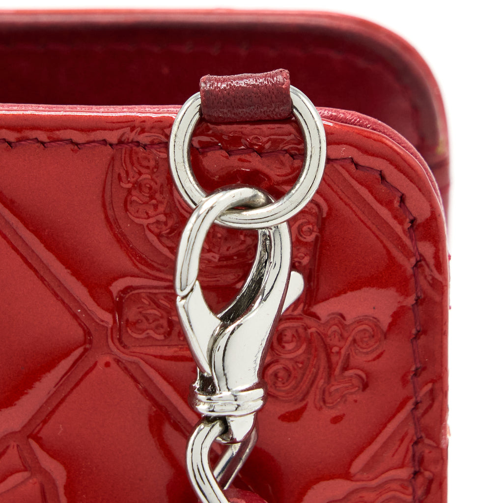 CHANEL VINTAGE LEATHER CHARM PRINTED CHAIN SHOULDER BAG RED SHW