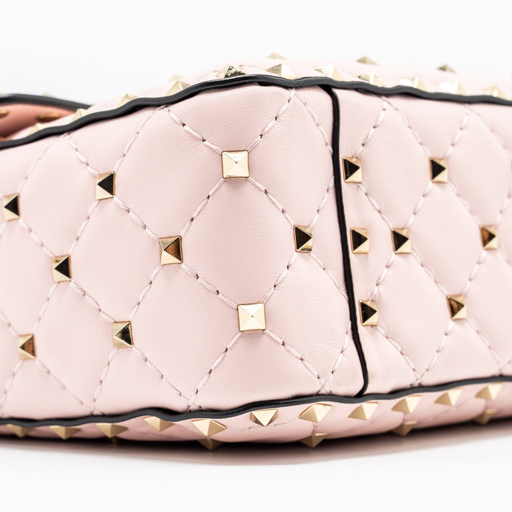 VALENTINO GARAVANI ROCKSTUD SPIKE SHOULDER BAG LEATHER PINK LGHW