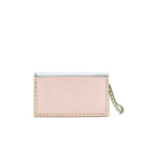 VALENTINO GARAVANI ROCKSTUD LEATHER CLUTCH BAG MULTICOLORED