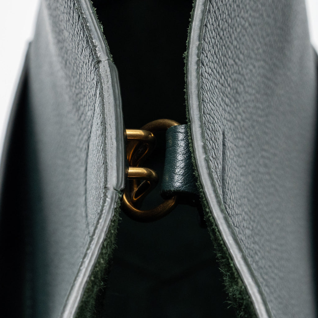 CELINE SANGLE BUCKET BAG CALFSKIN DARK GREEN GHW