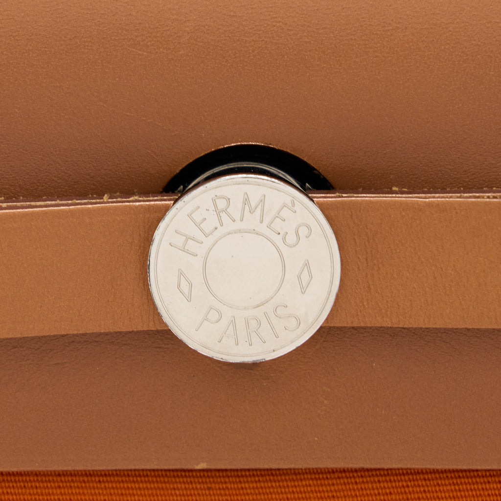 HERMES HERBAG 31 ZIP BAG CANVAS ORANGE SHW