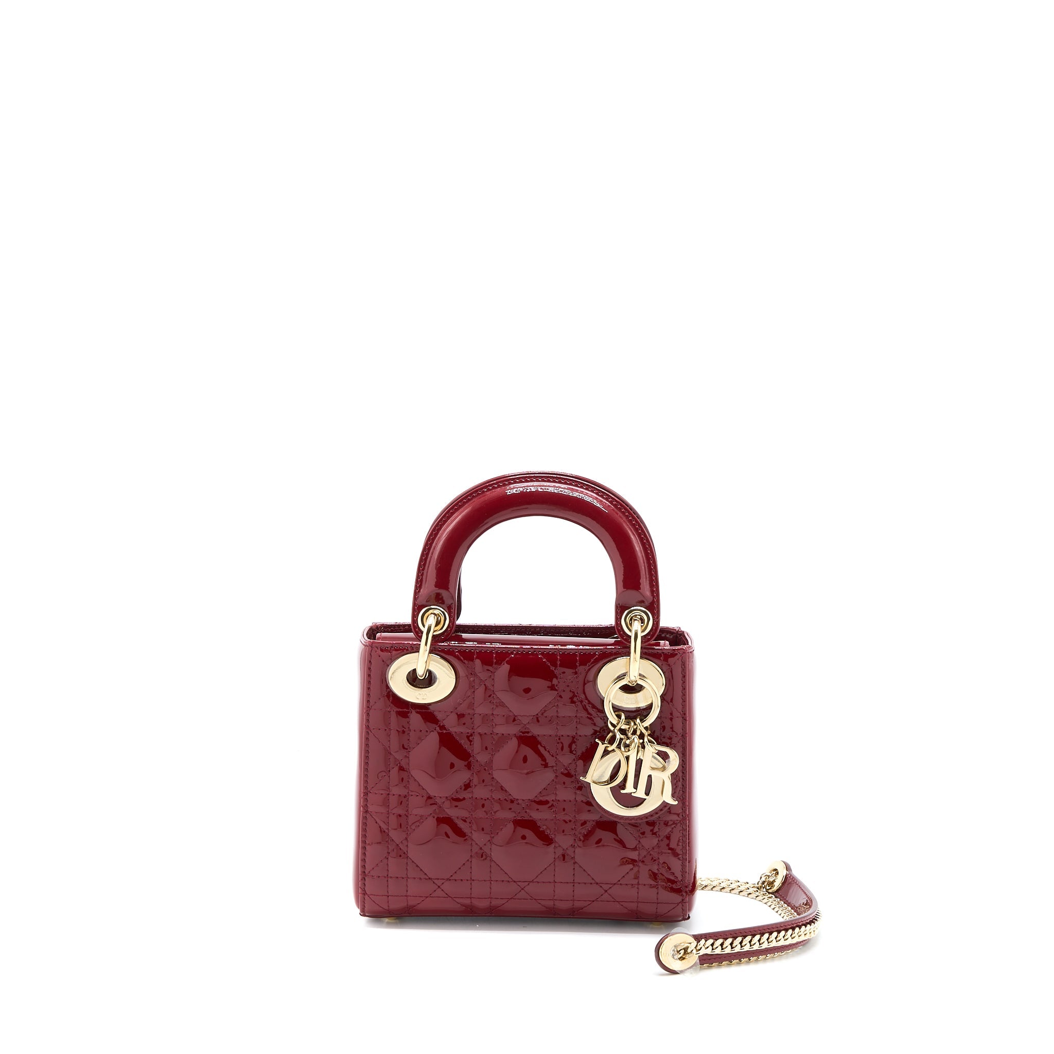 DIOR MINI LADY DIOR PATENT RED LGHW