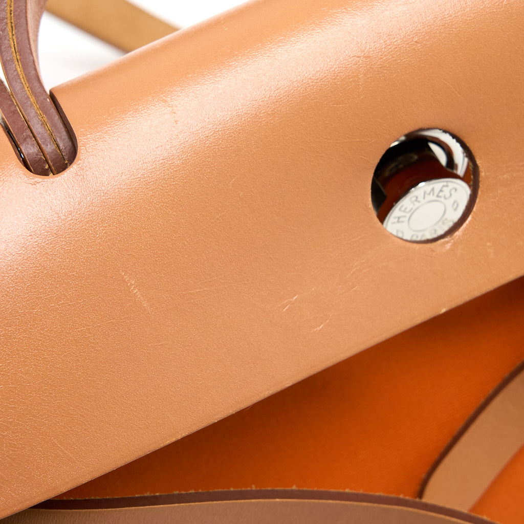 HERMES HERBAG 31 ZIP BAG CANVAS ORANGE SHW