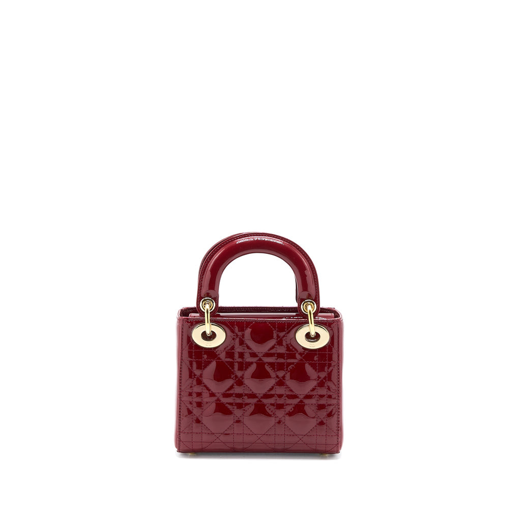 DIOR MINI LADY DIOR PATENT RED LGHW
