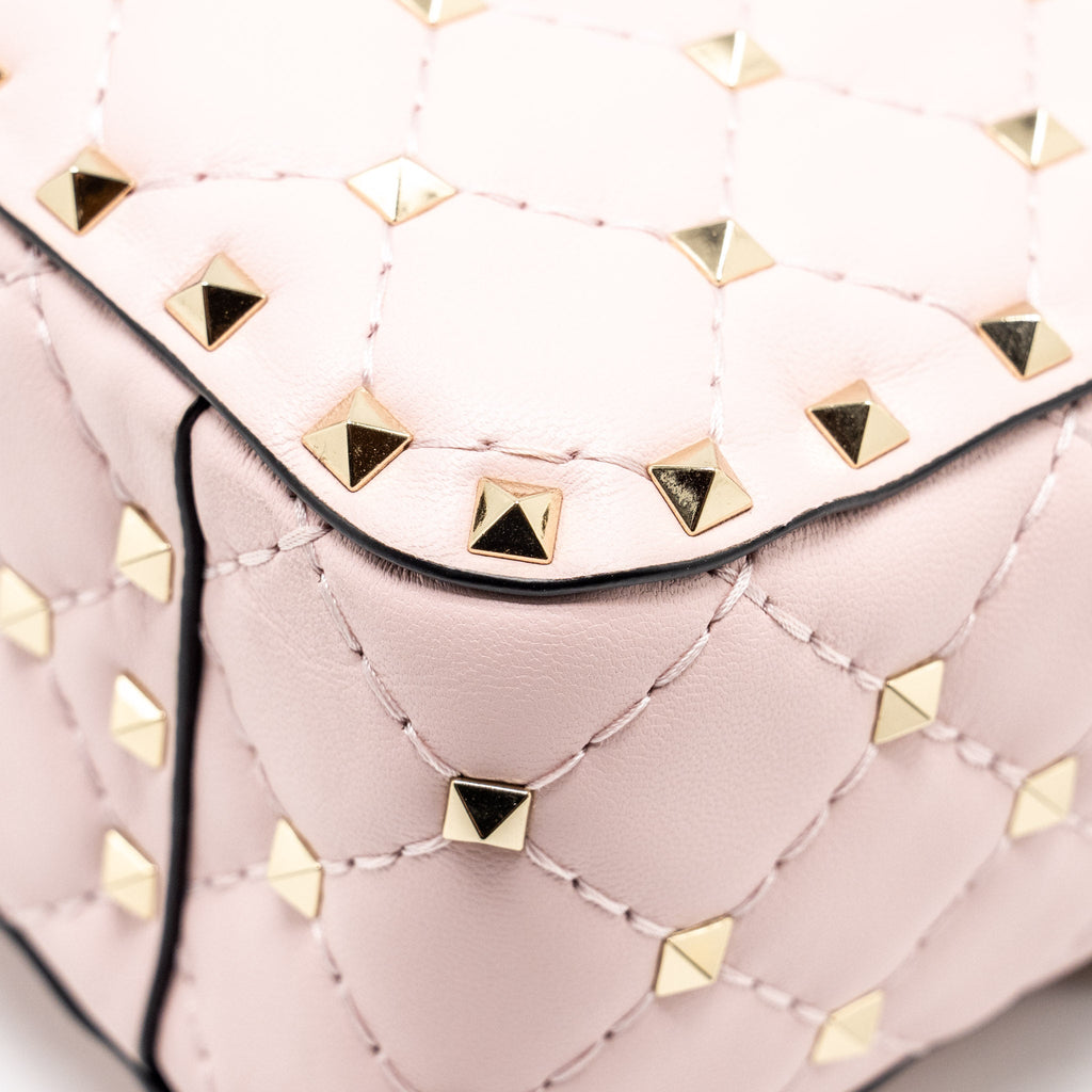VALENTINO GARAVANI ROCKSTUD SPIKE SHOULDER BAG LEATHER PINK LGHW