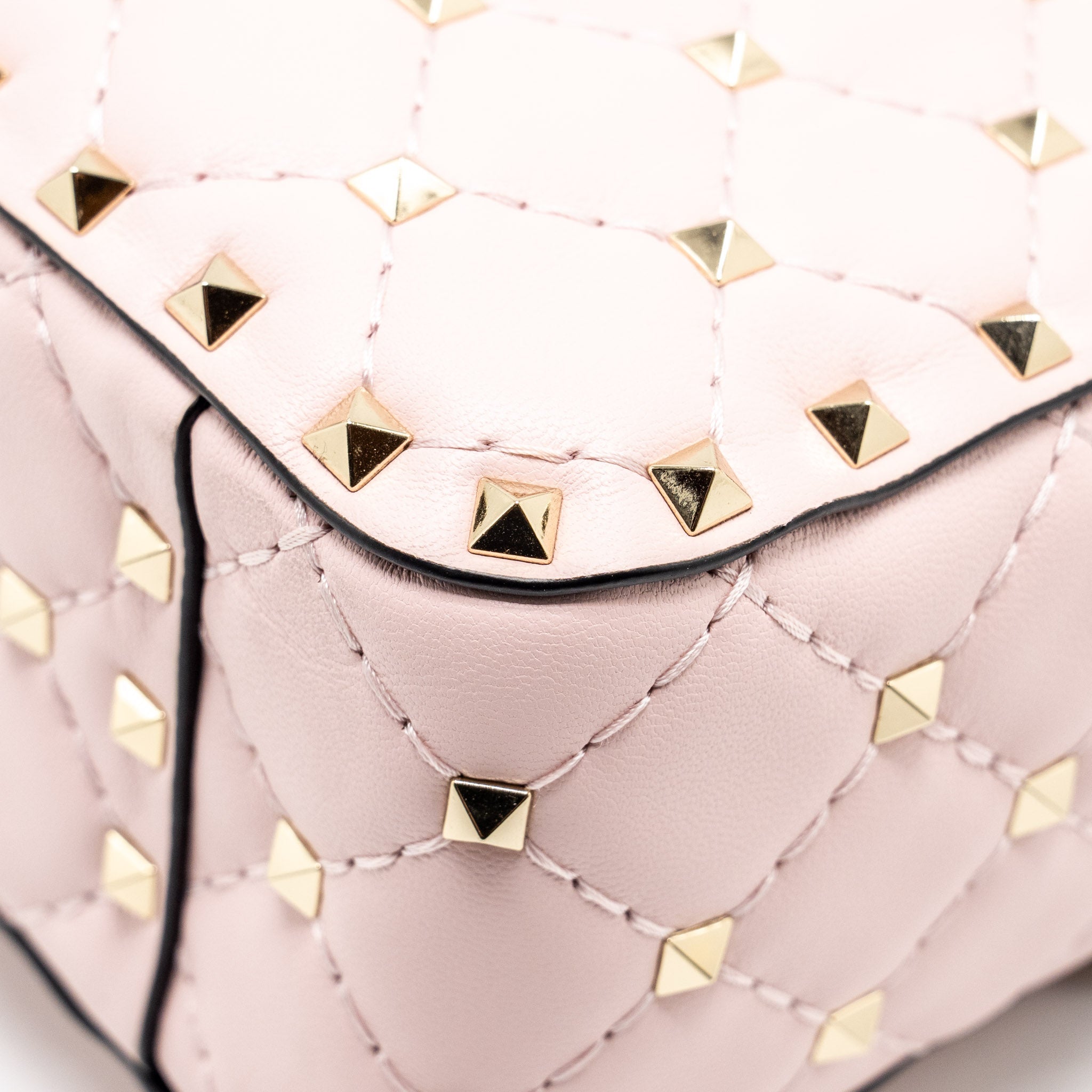 VALENTINO GARAVANI ROCKSTUD SPIKE SHOULDER BAG LEATHER PINK LGHW