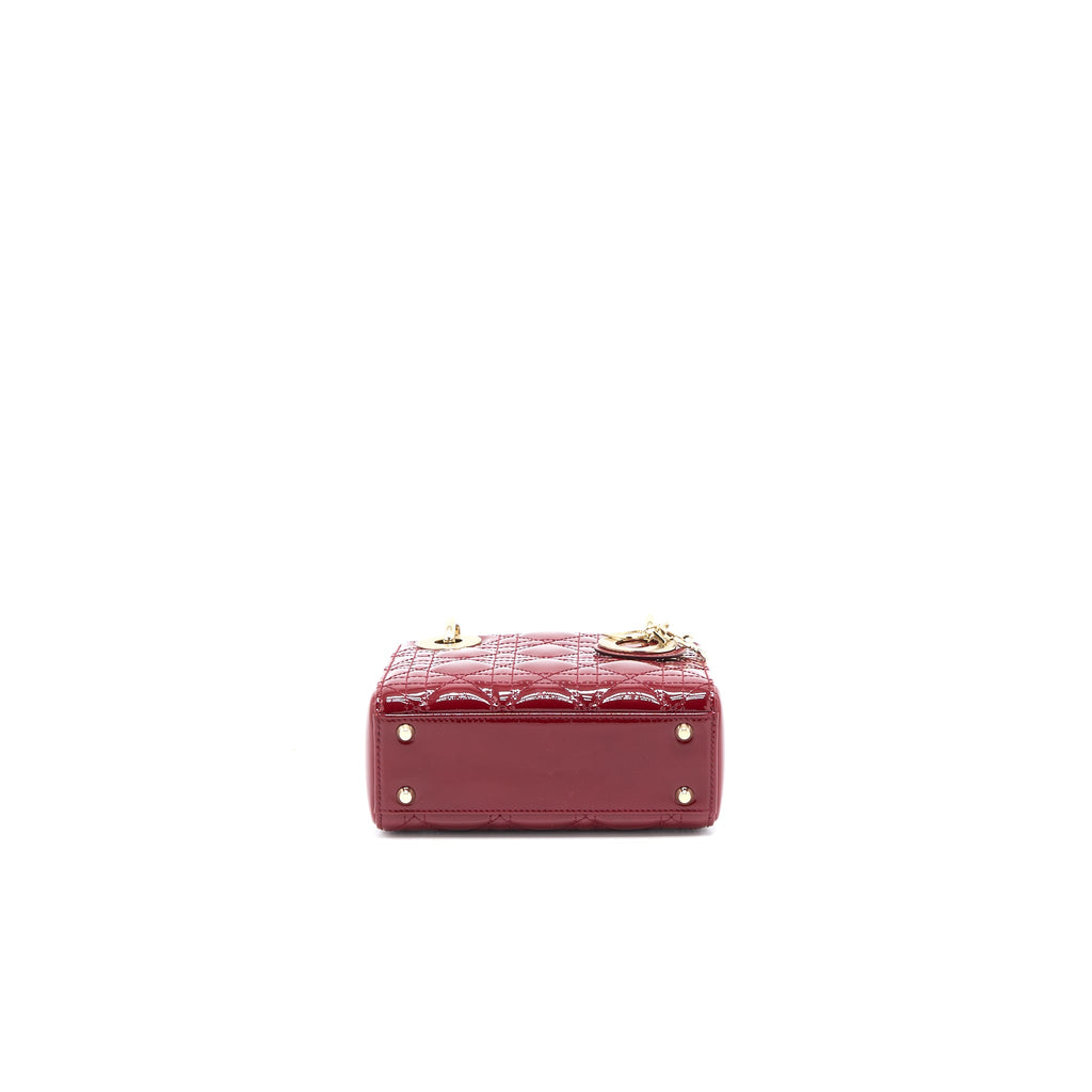 DIOR MINI LADY DIOR PATENT RED LGHW