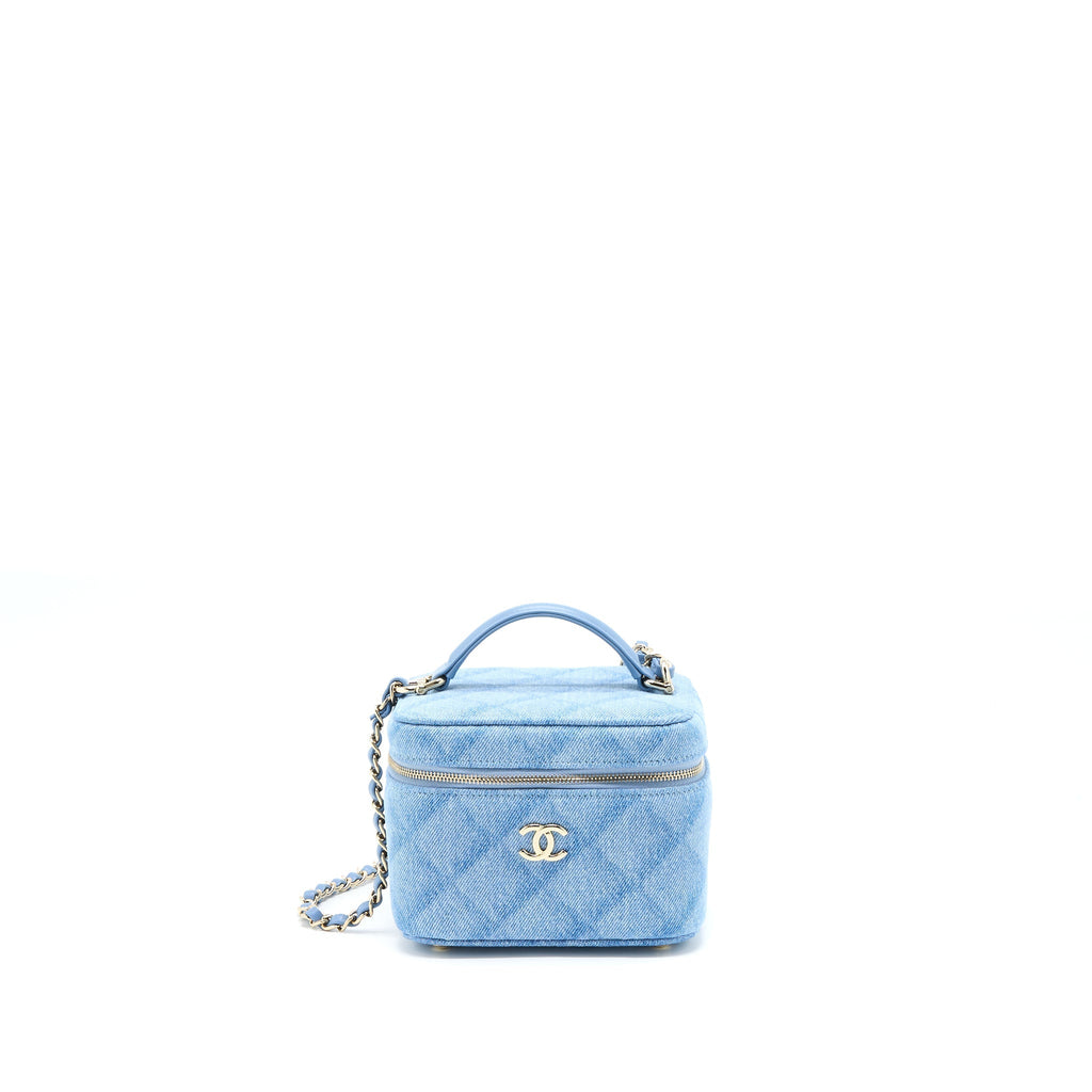CHANEL VANITY CASE WITH CHAIN DENIM LGHW (MICROCHIP)