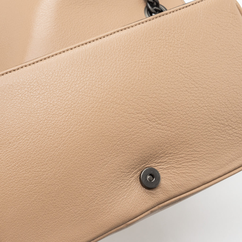 PRADA PATTINA GLACE STUDDED BAG CALFSKIN BEIGE /BLACK HARDWARE