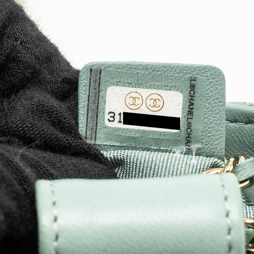 CHANEL MINI QUILTED CHAIN BAG LAMBSKIN LIGHT BLUE LGHW