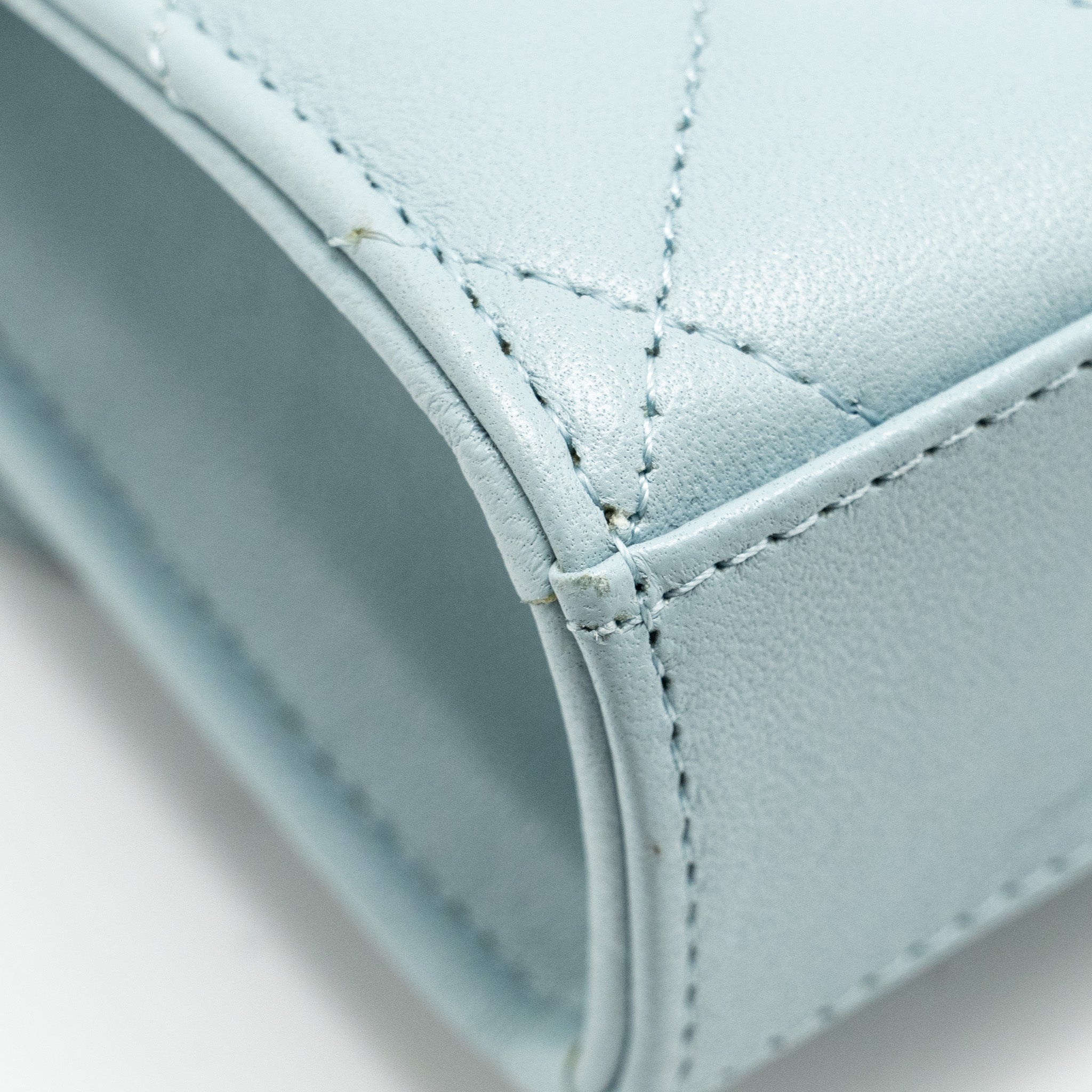 CHANEL TOP HANDLE MINI FLAP BAG LAMBSKIN LIGHT BLUE LGHW