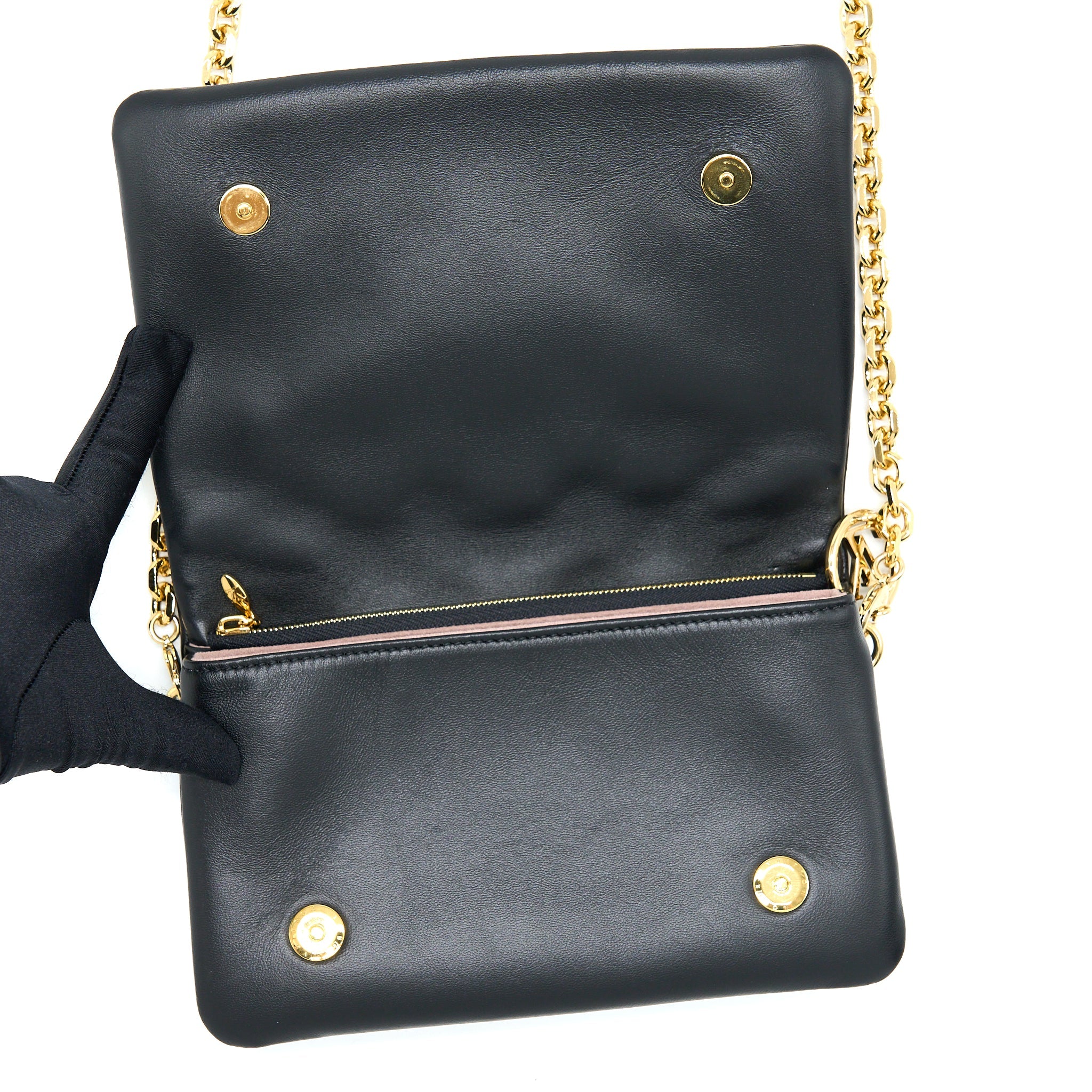 LOUIS VUITTON POCHETTE COUSSIN MONOGRAM-EMBOSSED LAMBSKIN BLACK GHW
