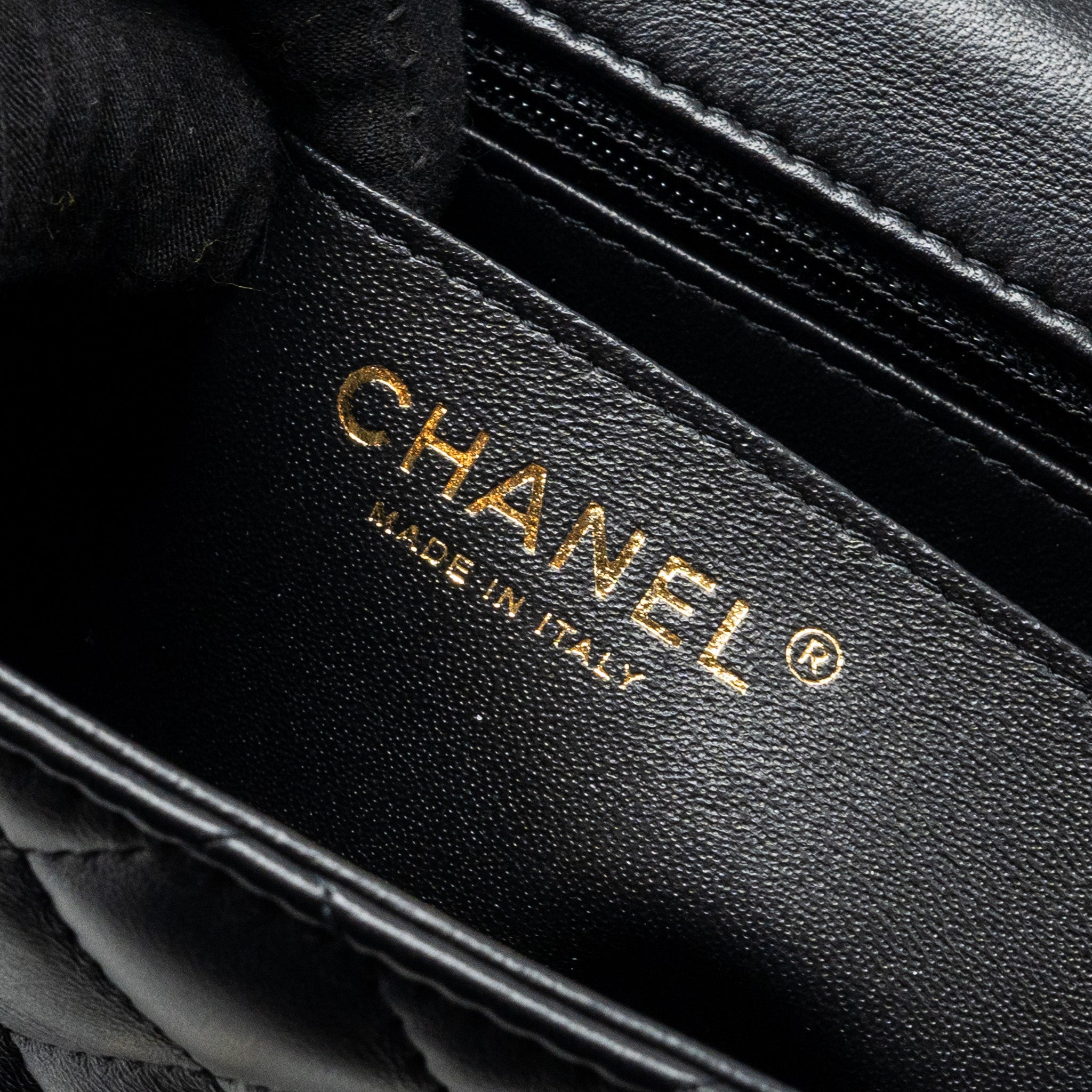 CHANEL MINI SQUARE FLAP BAG LAMBSKIN BLACK LGHW (MICROCHIP)
