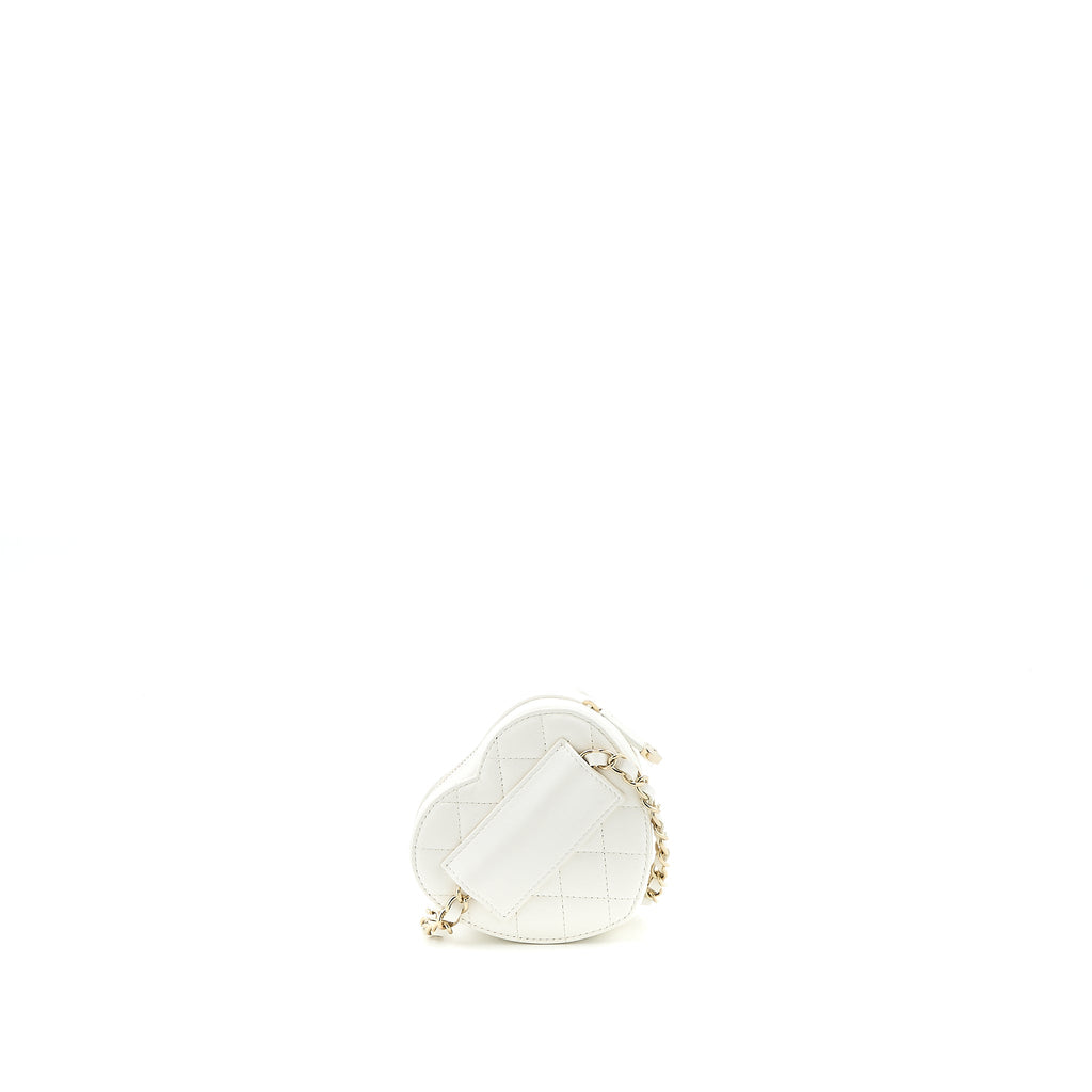 CHANEL 22S HEART BELT BAG LAMBSKIN WHITE LGHW