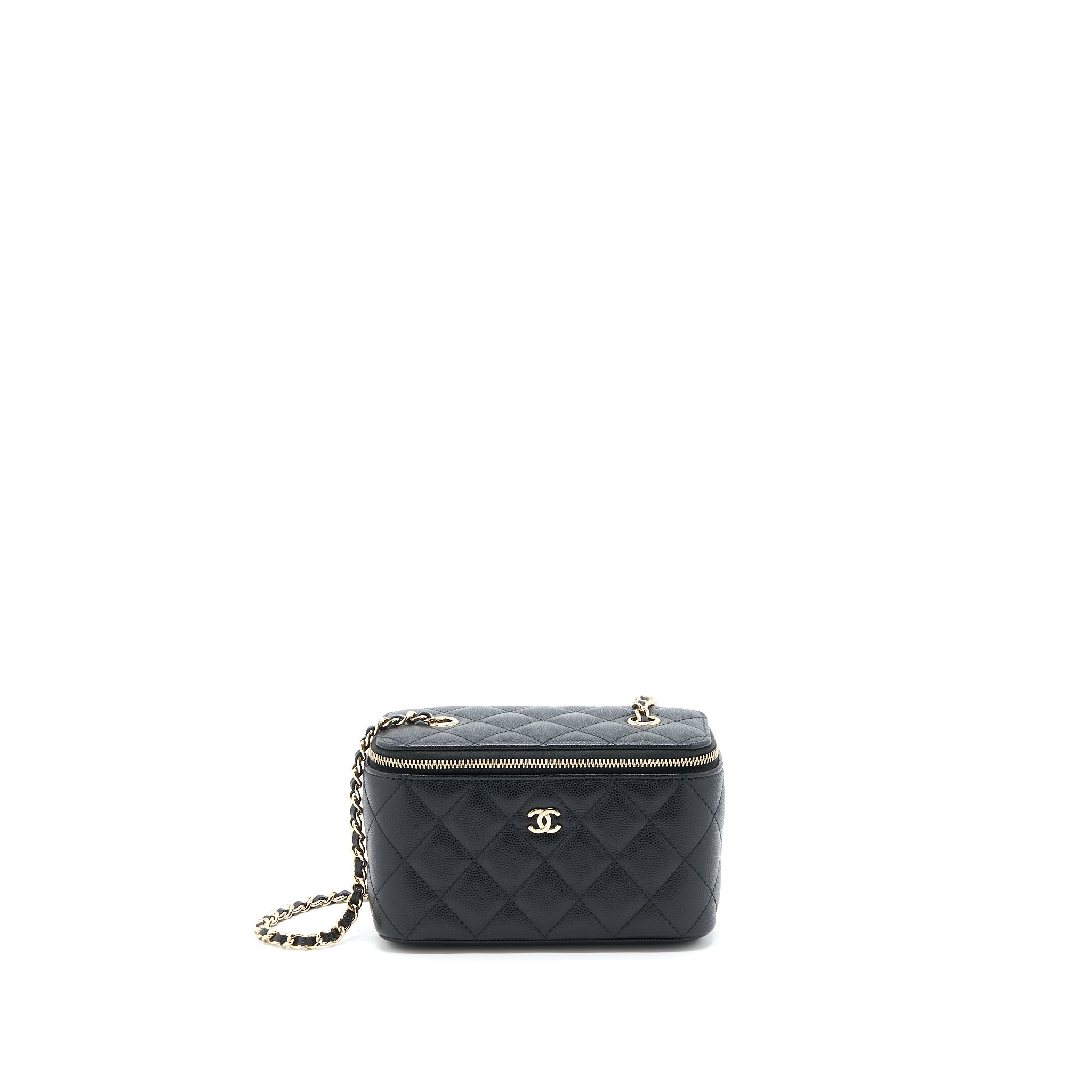 CHANEL LONG VANITY WITH CHAIN CAVIAR BLACK LGHW