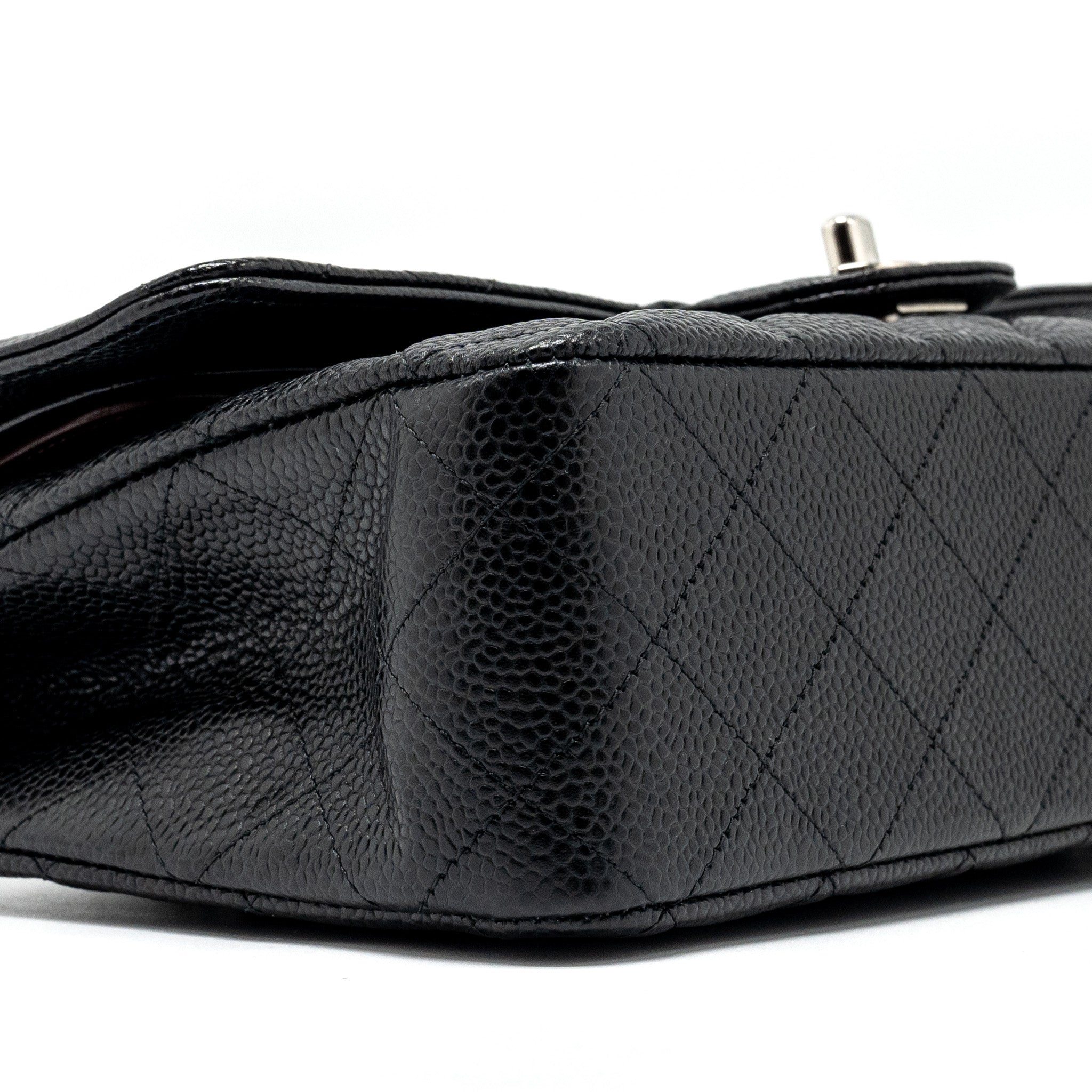 CHANEL MEDIUM CLASSIC DOUBLE FLAP BAG CAVIAR BLACK SHW